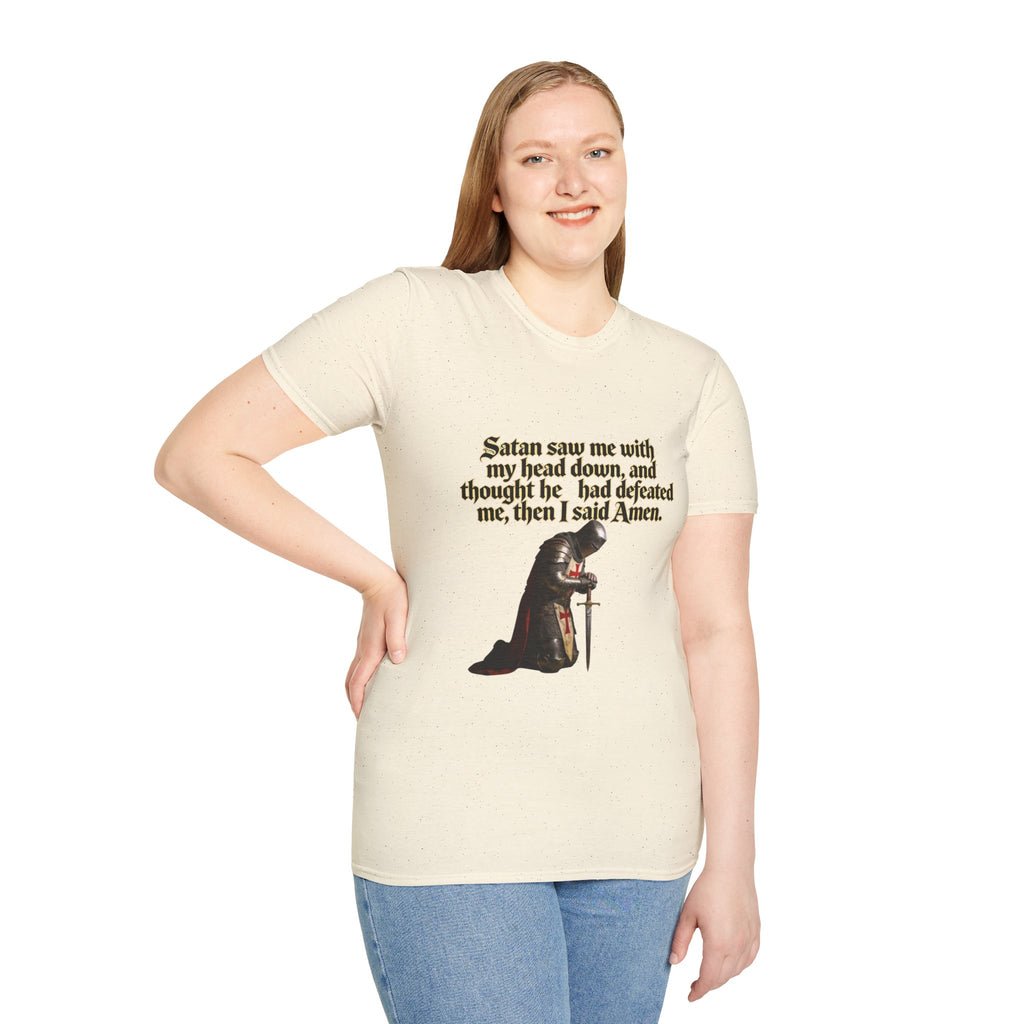 Christian Prayer T‑Shirt — "Satan Saw Me…Then I Said Amen" Faith Tee