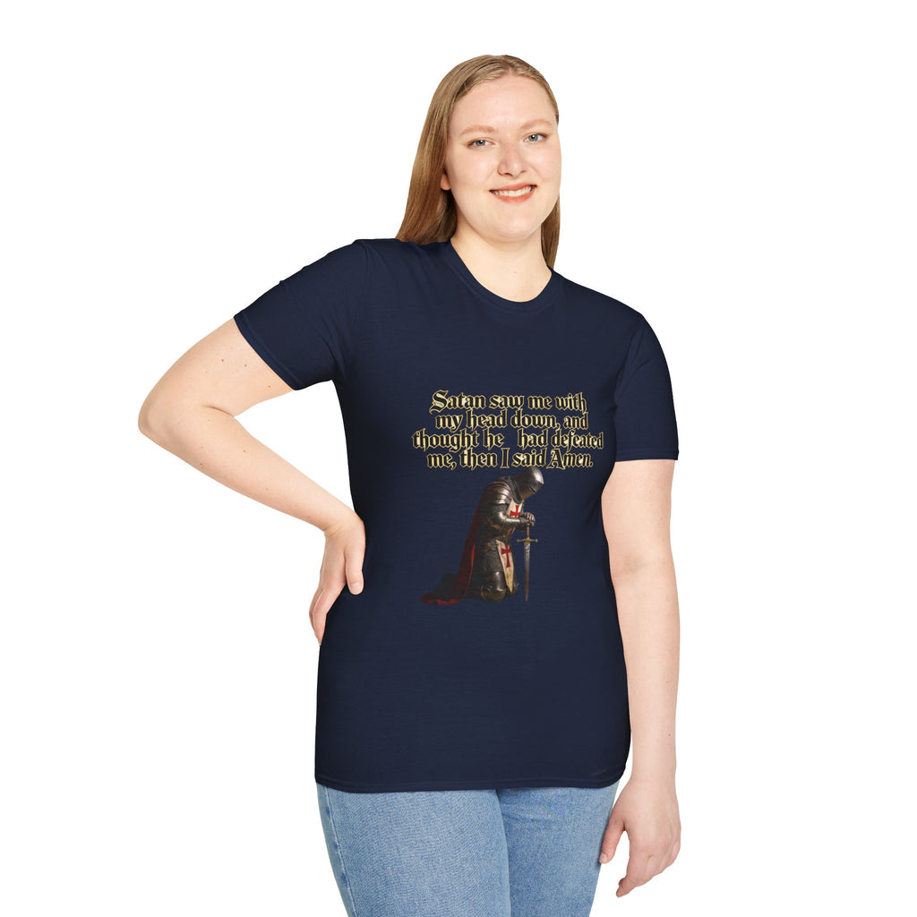 Christian Prayer T‑Shirt — "Satan Saw Me…Then I Said Amen" Faith Tee