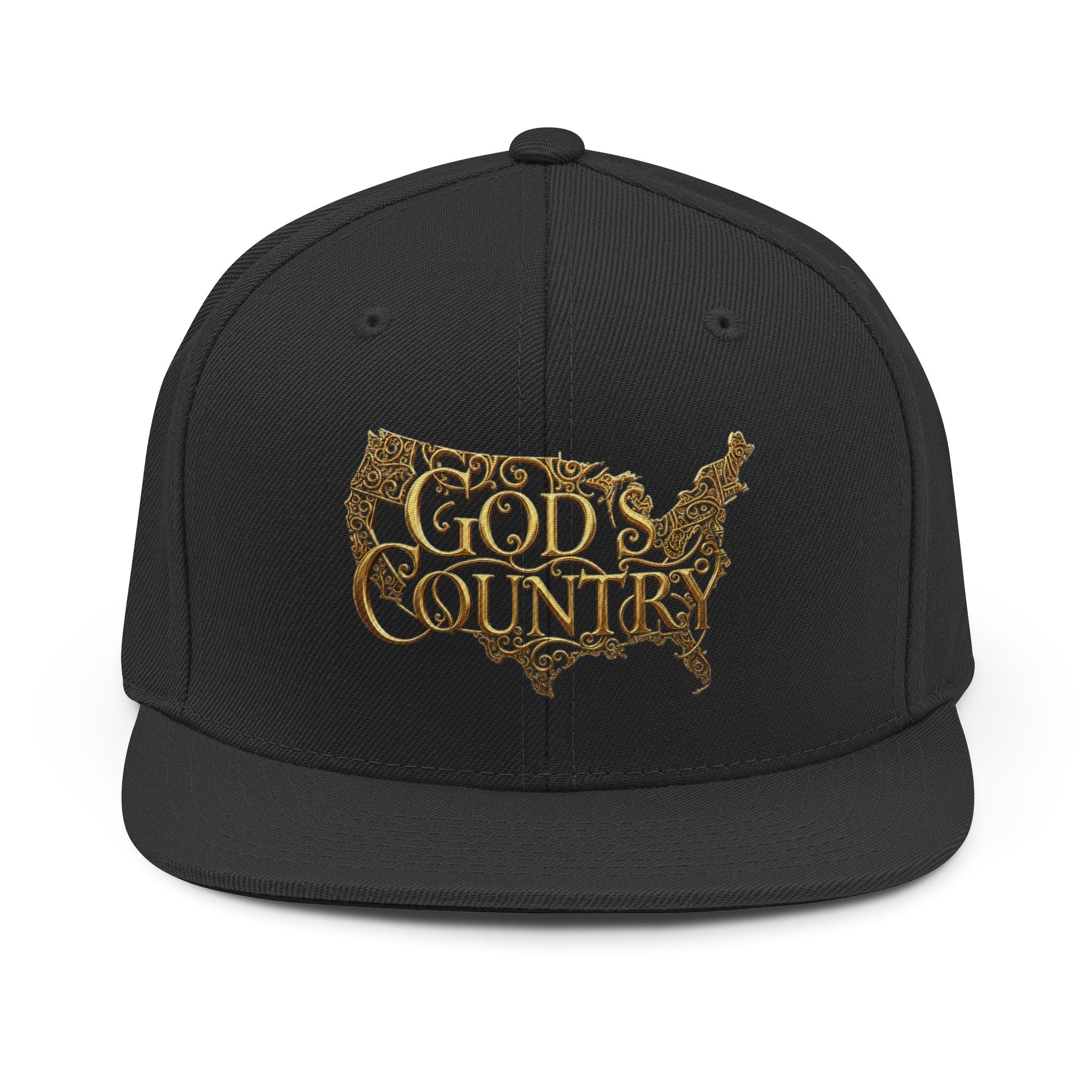 God's Country Snapback Hat — Embroidered USA Map Logo