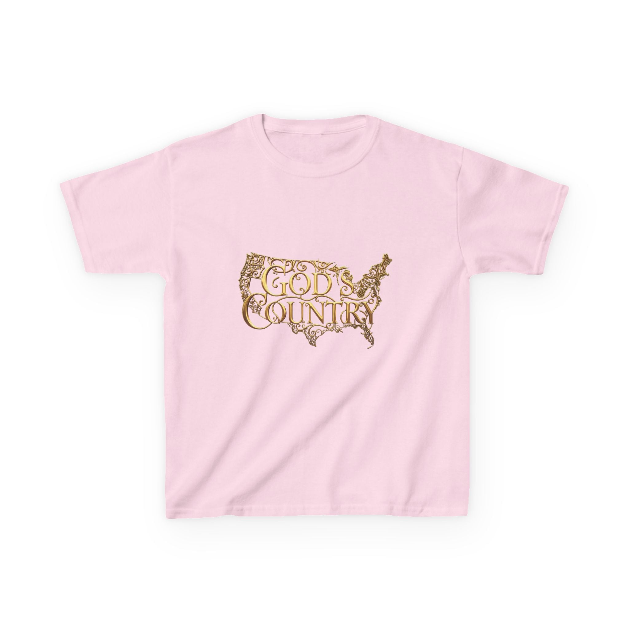 Kids T‑Shirt — "God's Country" USA Map Kids Tee (Patriotic Christian Youth Shirt)