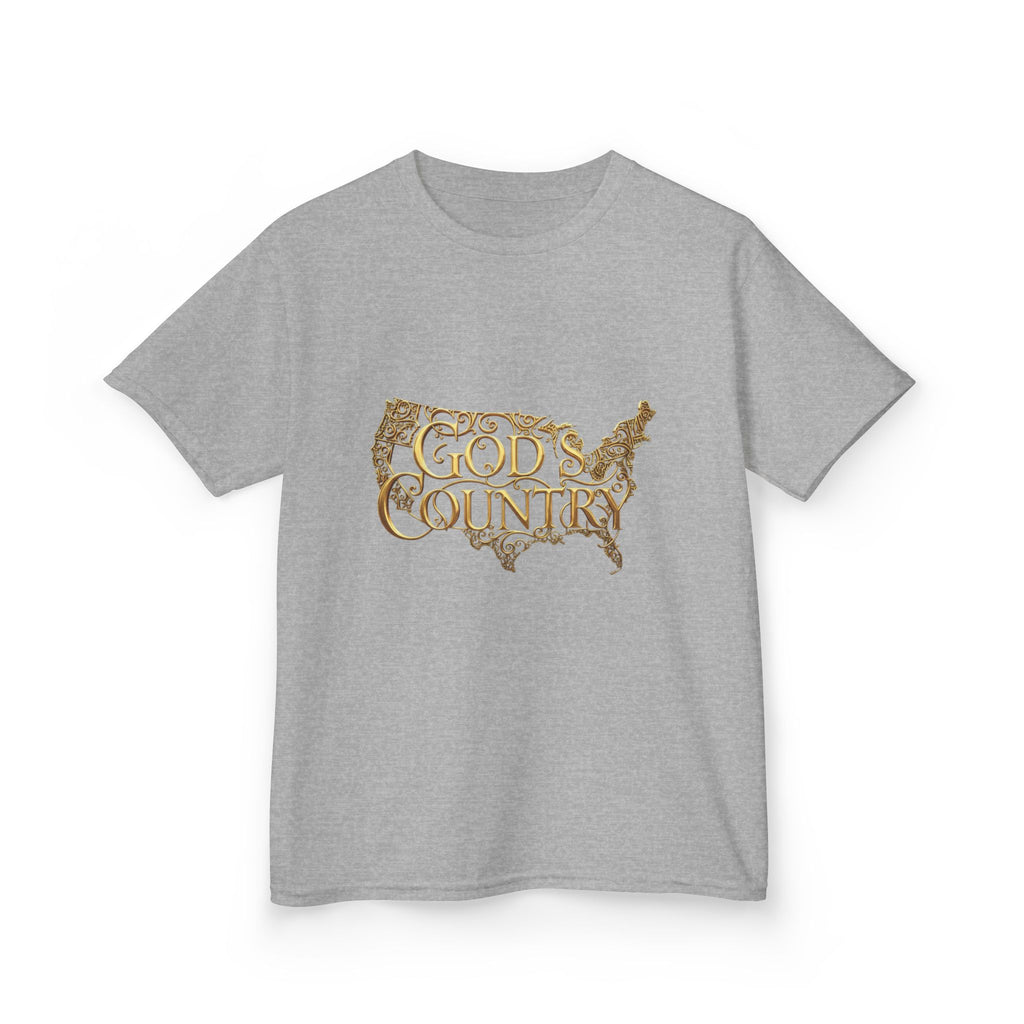 Kids T‑Shirt — "God's Country" USA Map Kids Tee (Patriotic Christian Youth Shirt)