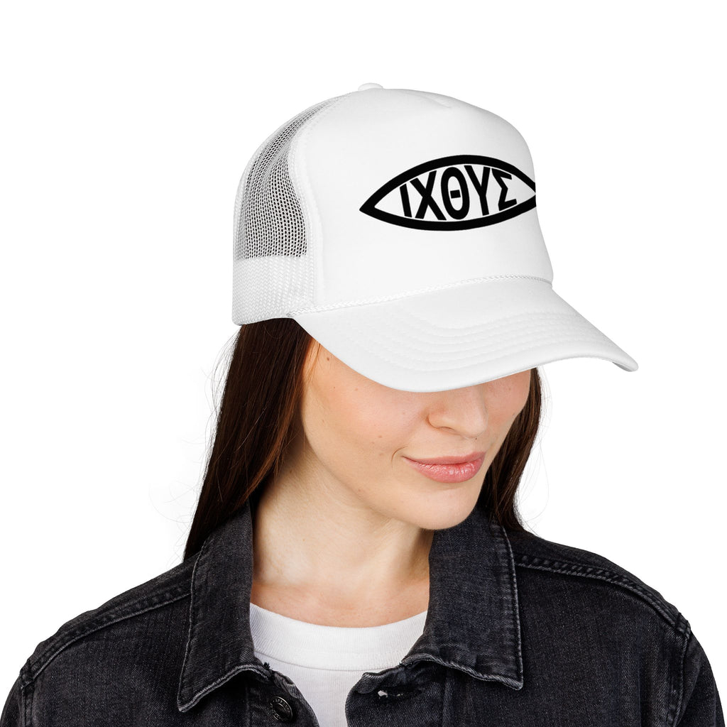 Christian Fish Trucker Hat with ΙΧΘΥΣ Ichthys Design