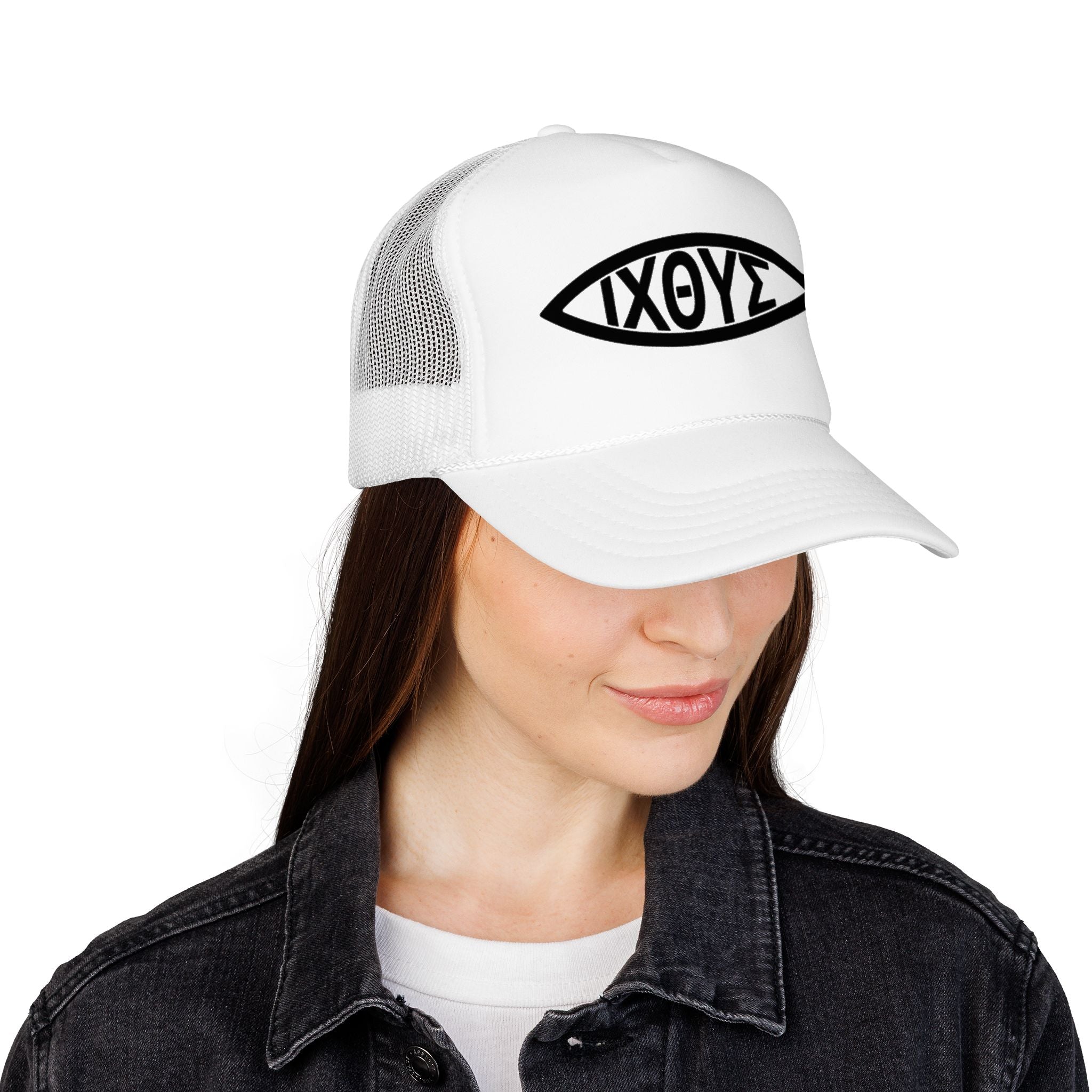 Christian Fish Trucker Hat with ΙΧΘΥΣ Ichthys Design
