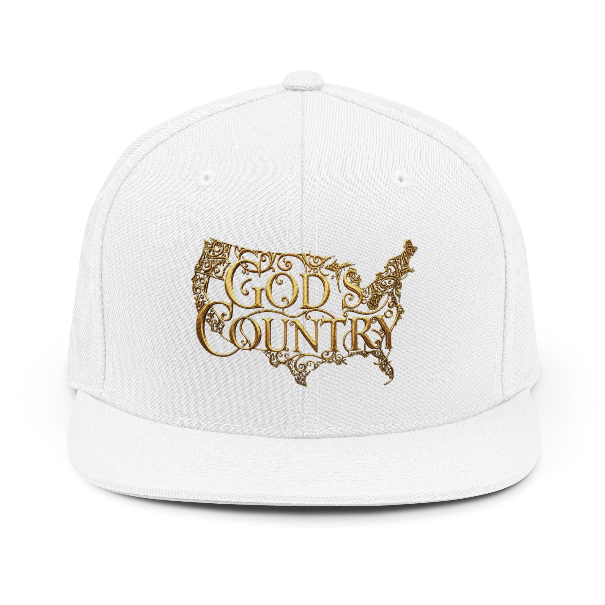 God's Country Snapback Hat — Embroidered USA Map Logo