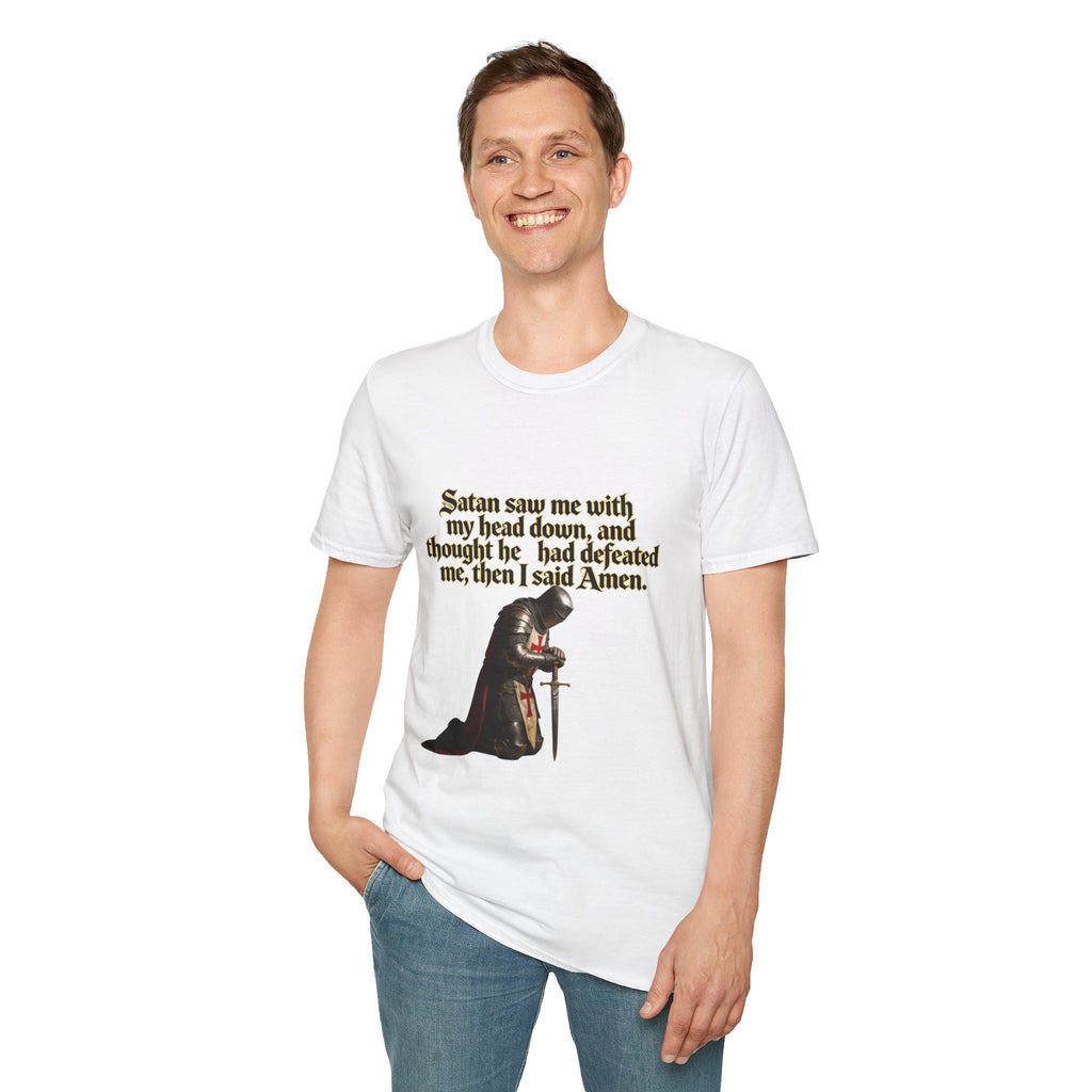 Christian Prayer T‑Shirt — "Satan Saw Me…Then I Said Amen" Faith Tee