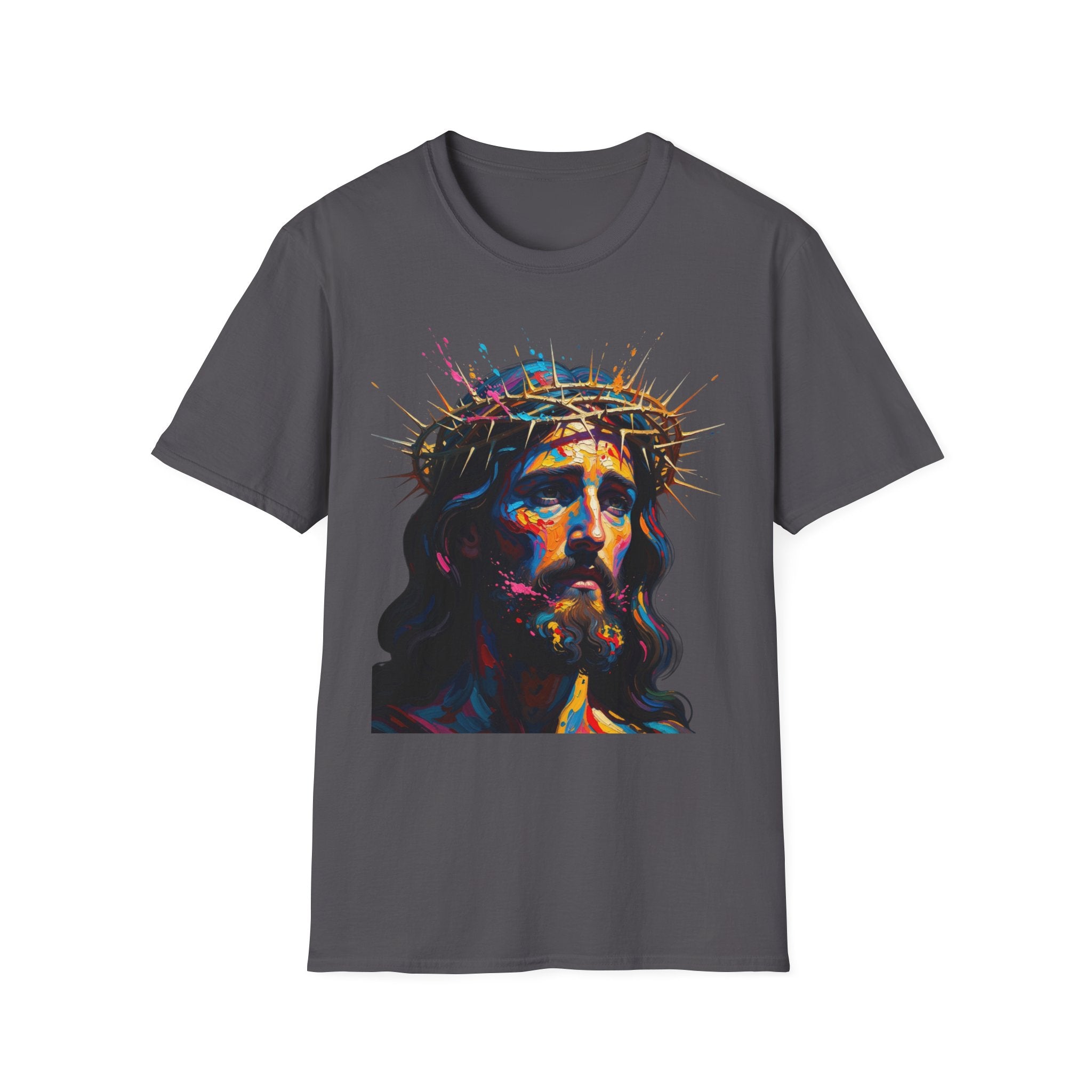 Jesus with Crown of Thorns T-Shirt | Colorful Portrait, Religious Christian Tee