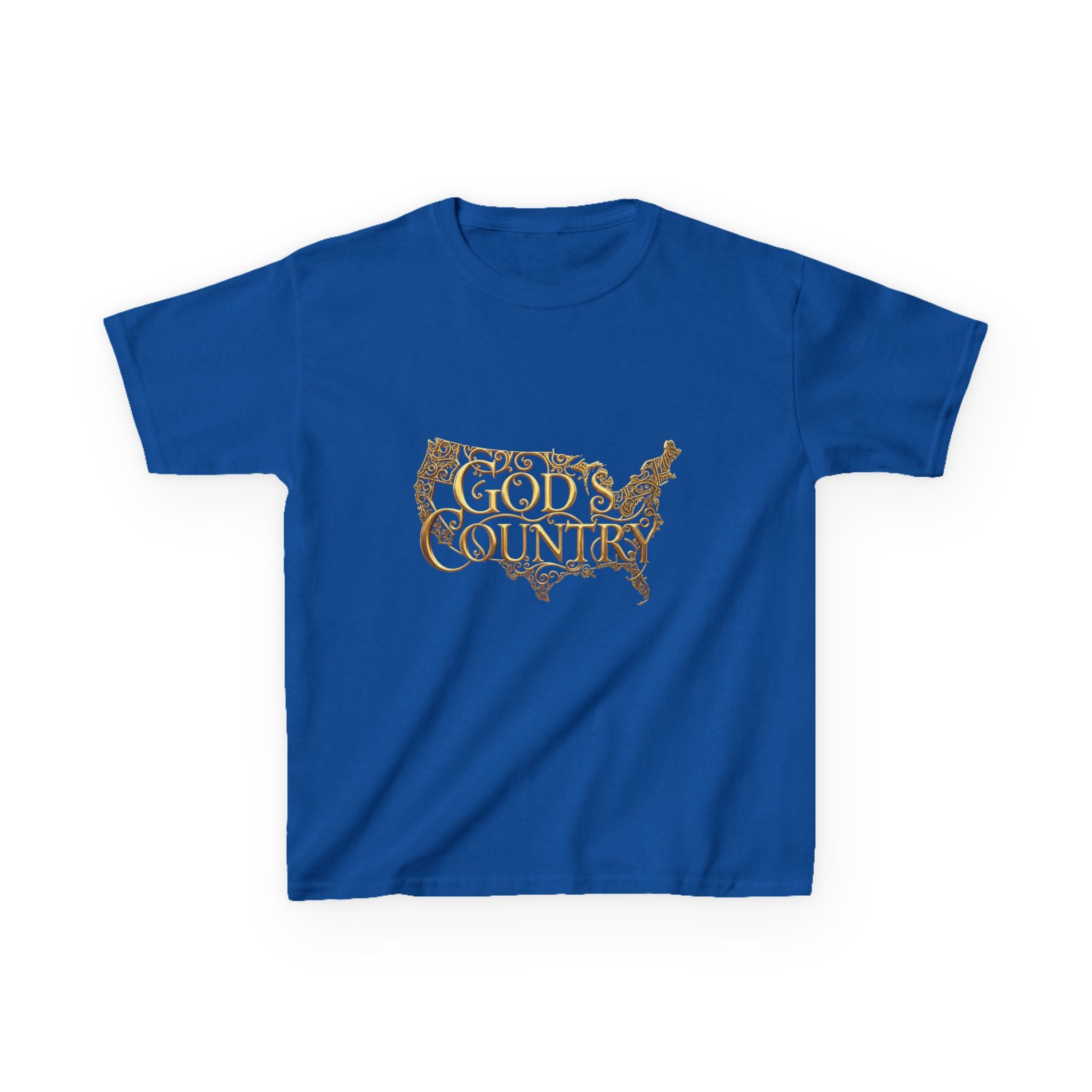 Kids T‑Shirt — "God's Country" USA Map Kids Tee (Patriotic Christian Youth Shirt)