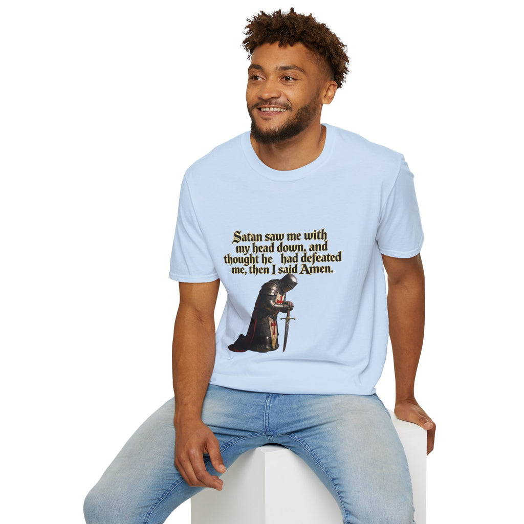 Christian Prayer T‑Shirt — "Satan Saw Me…Then I Said Amen" Faith Tee