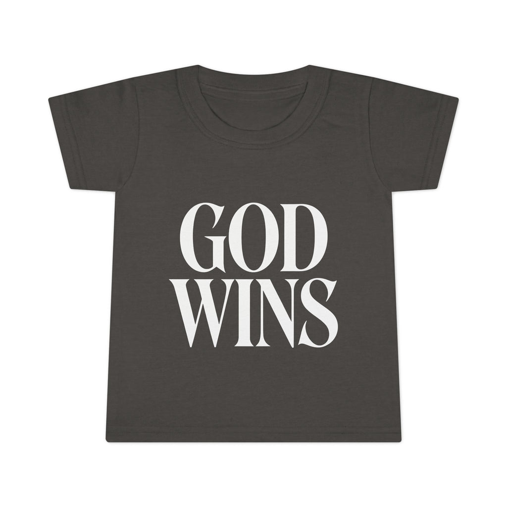 Toddler T-Shirt — "God Wins" Christian Faith Graphic Tee for Kids
