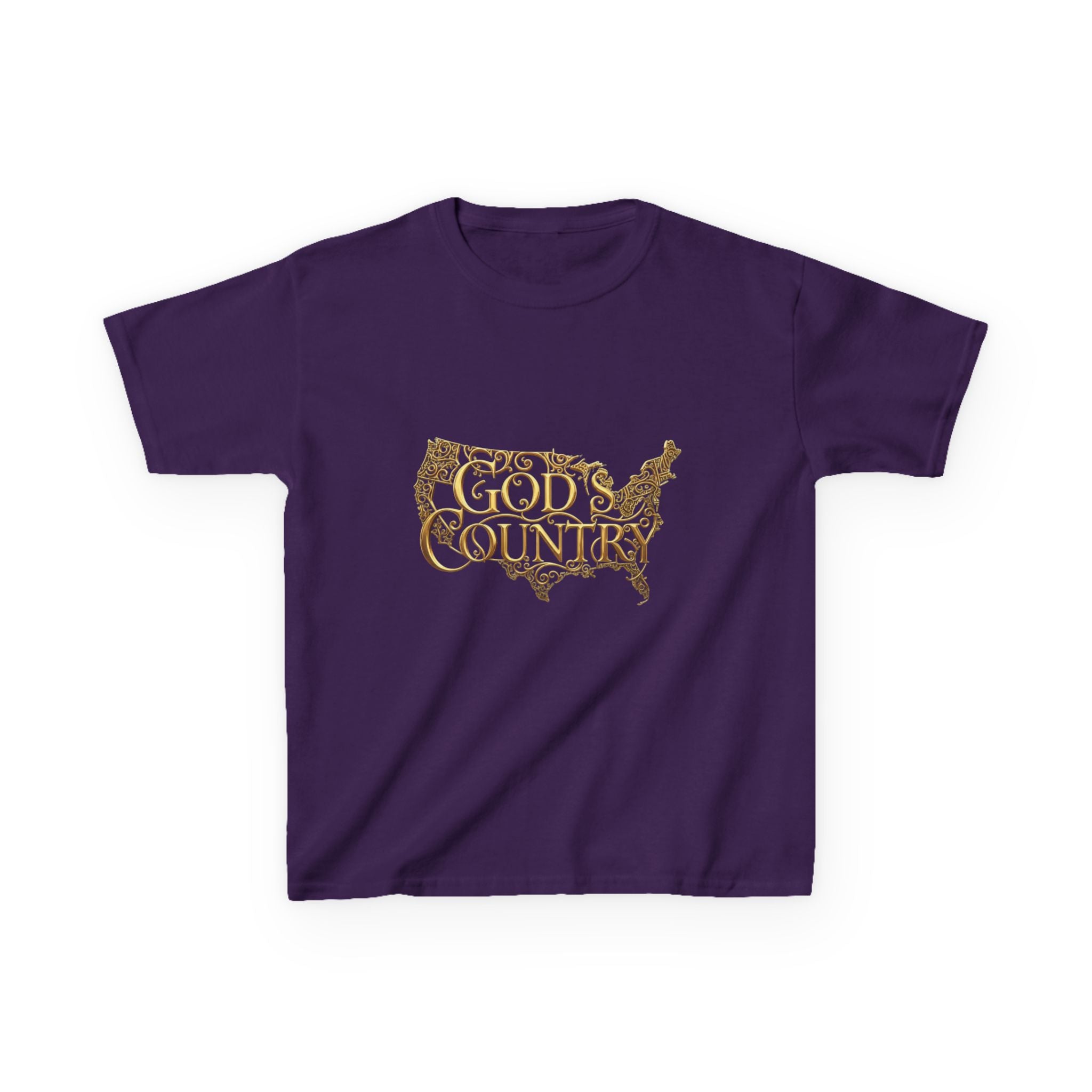 Kids T‑Shirt — "God's Country" USA Map Kids Tee (Patriotic Christian Youth Shirt)