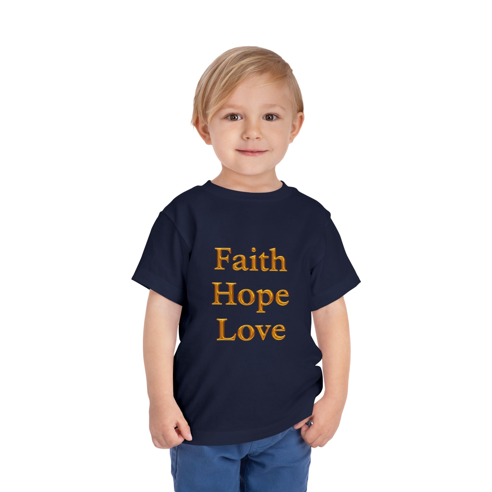 Toddler Tee — Faith Hope Love Gold Text