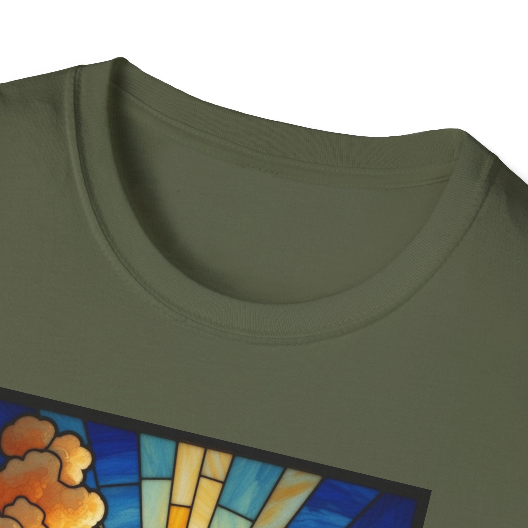 Christian Cross T-Shirt — Stained Glass Sunrise Faith Tee