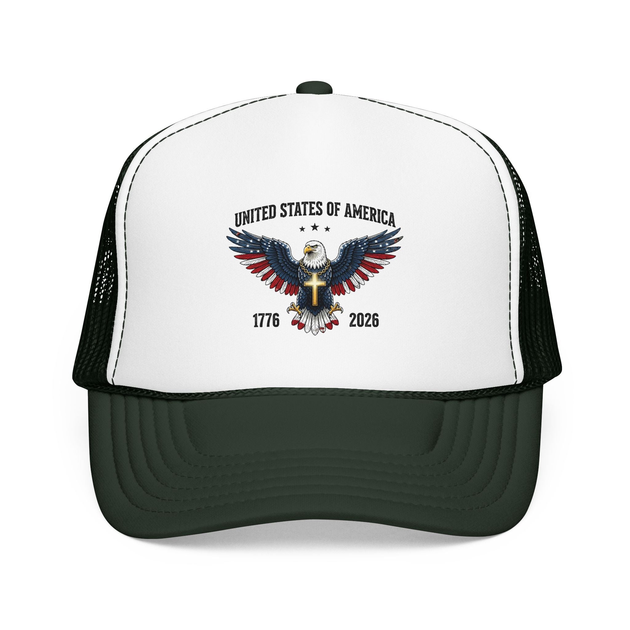 American Eagle Trucker Hat – Patriotic Cross & Flag Design