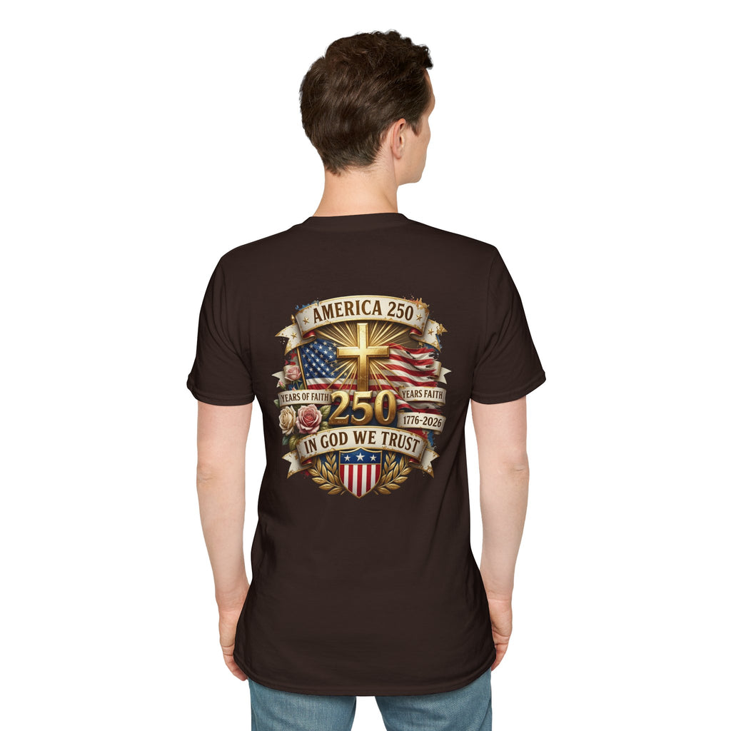 His Life Apparel Christian American 250 T‑Shirt — Three Crosses Faith Graphic