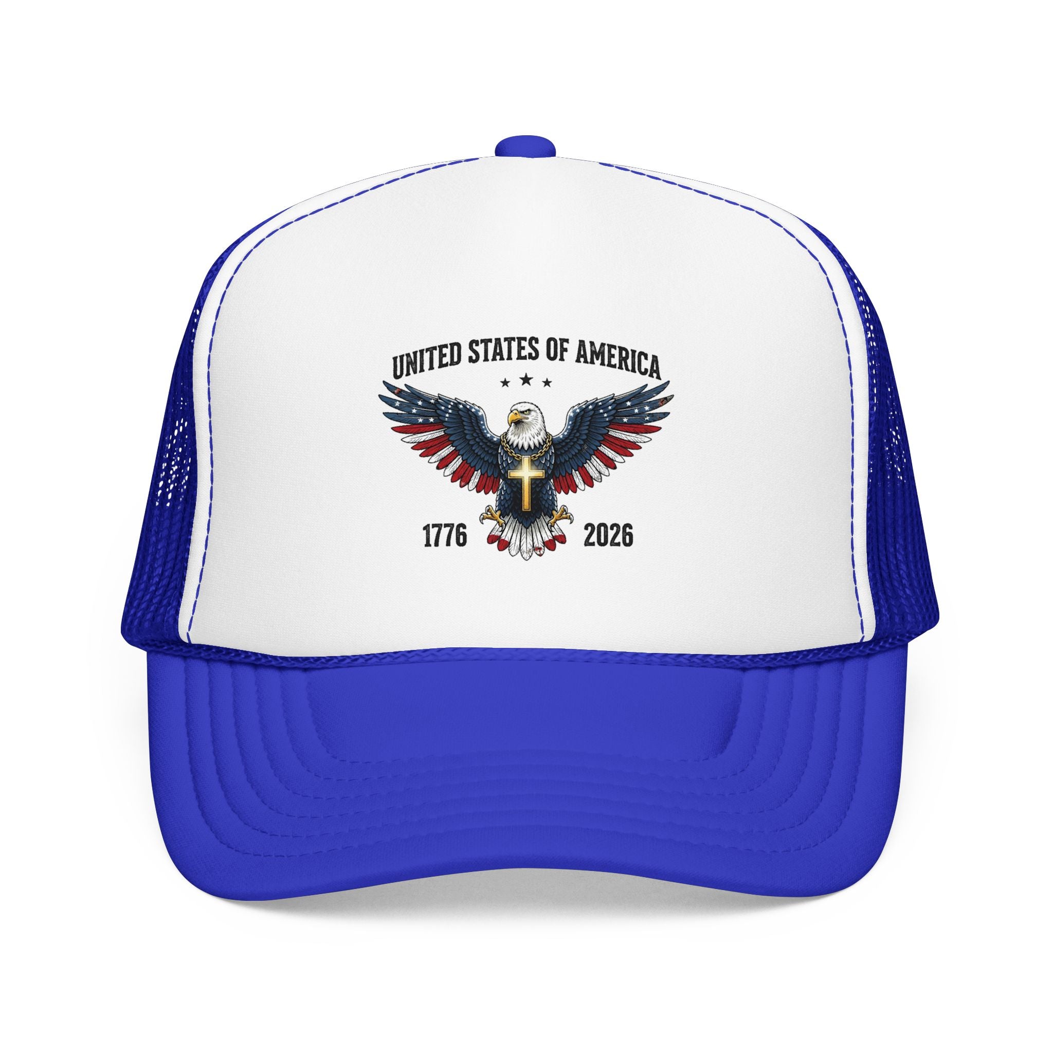 American Eagle Trucker Hat – Patriotic Cross & Flag Design
