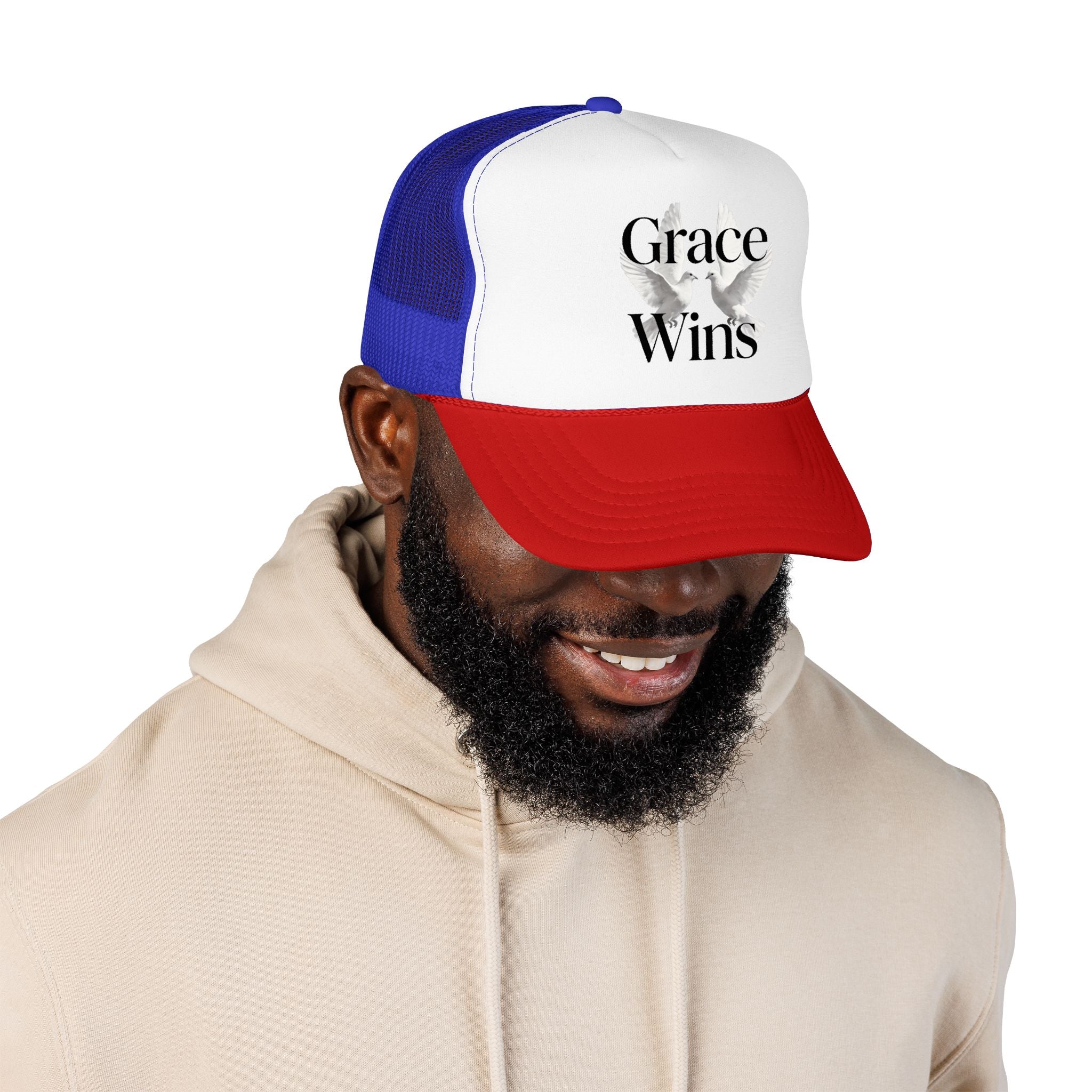 Grace Wins Trucker Hat — Inspirational Dove Foam Cap