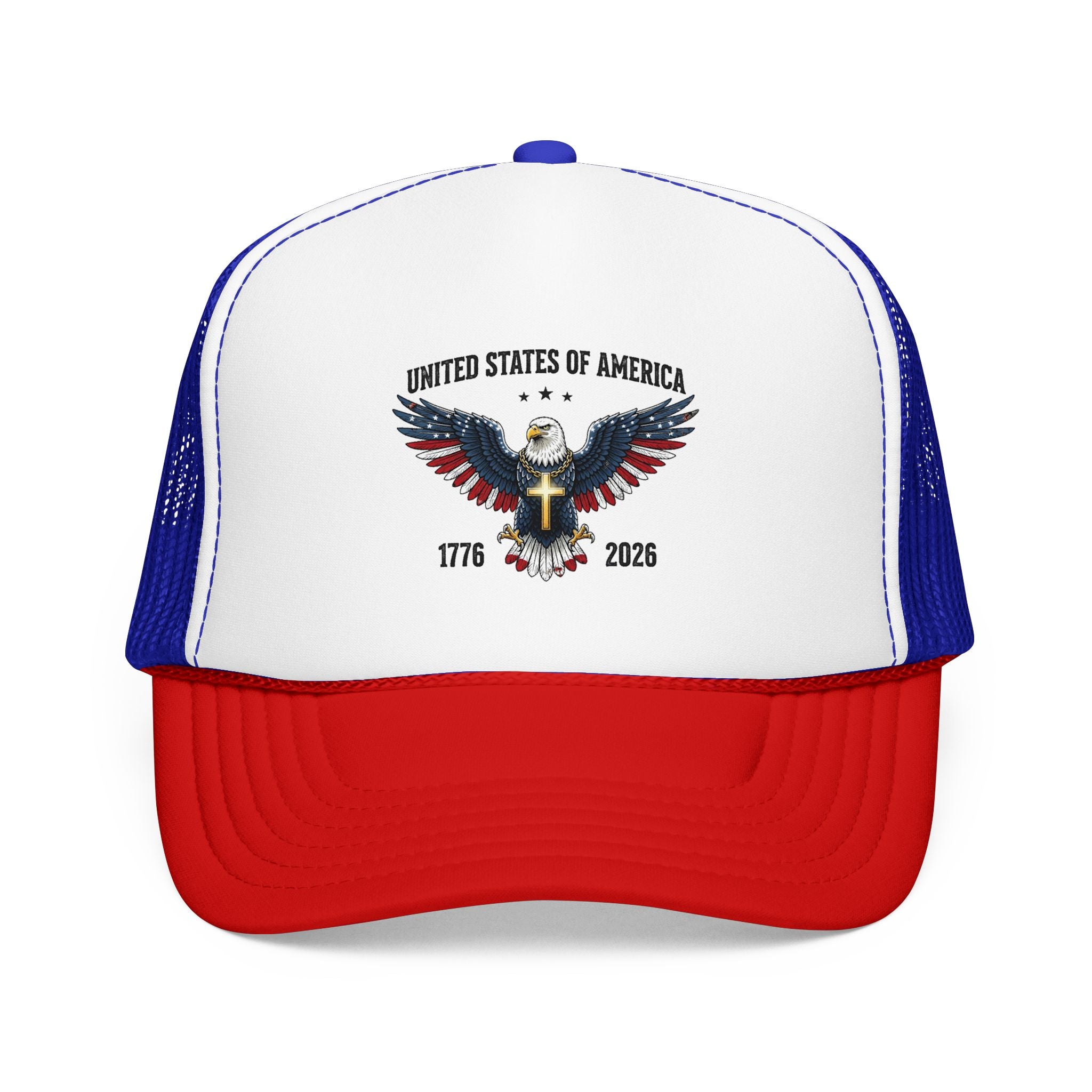 American Eagle Trucker Hat – Patriotic Cross & Flag Design
