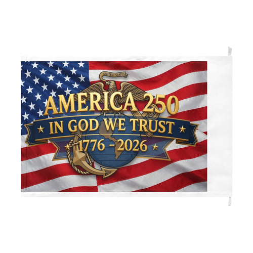 America 250 "In God We Trust" Semper Fidelis Patriotic Double-Sided Flag (1776–2026)