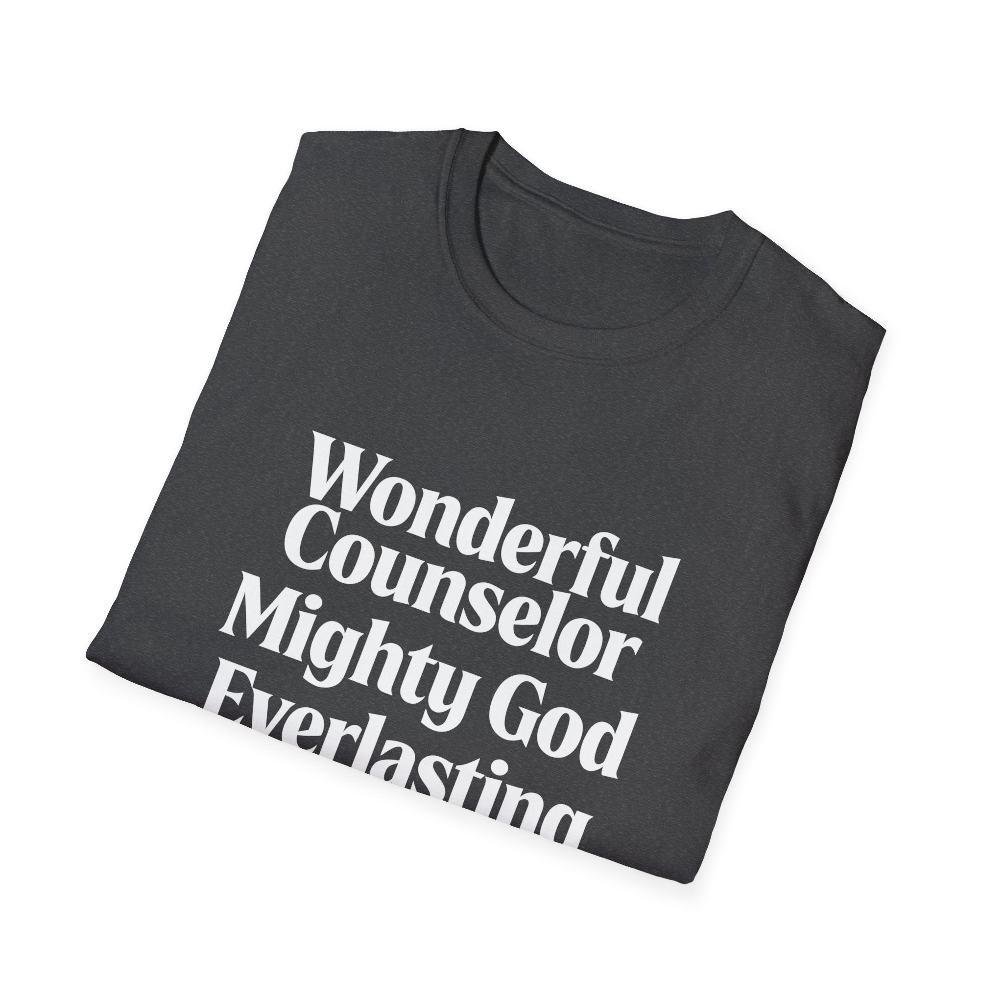 Names of Jesus from Isaiah T-Shirt — Plain Softstyle Crew Tee