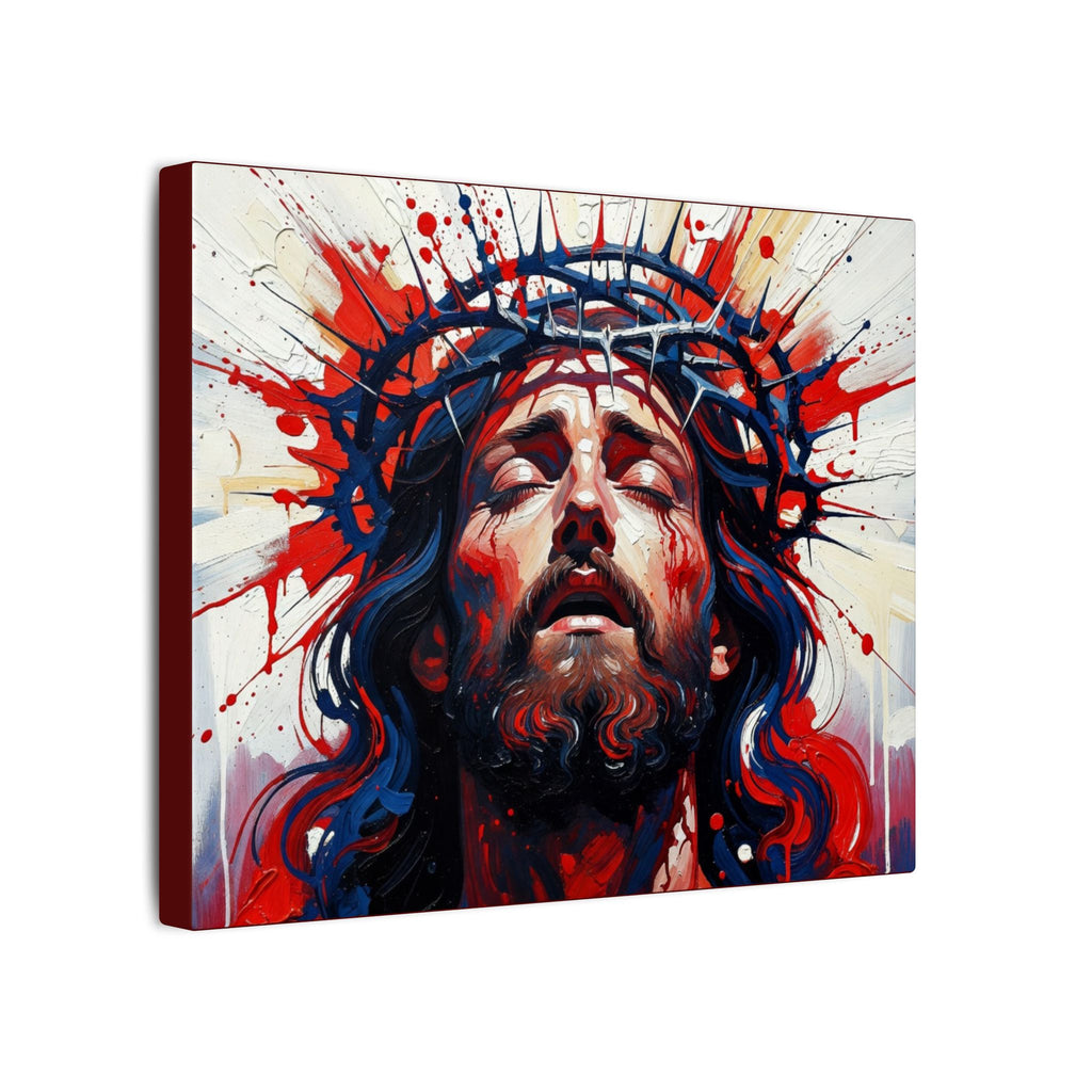 Jesus Christ Crown of Thorns Canvas Wall Art — Dramatic Religious Portrait