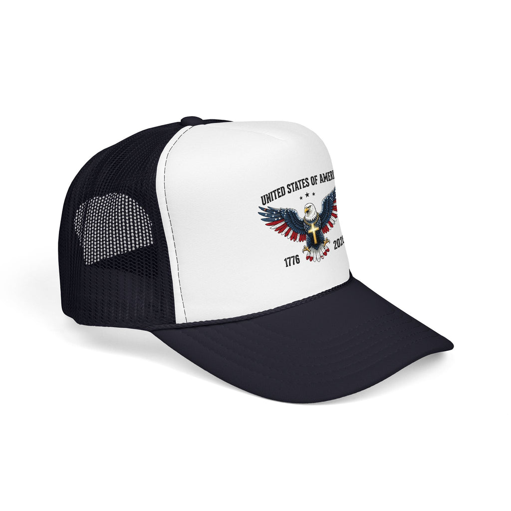 American Eagle Trucker Hat – Patriotic Cross & Flag Design