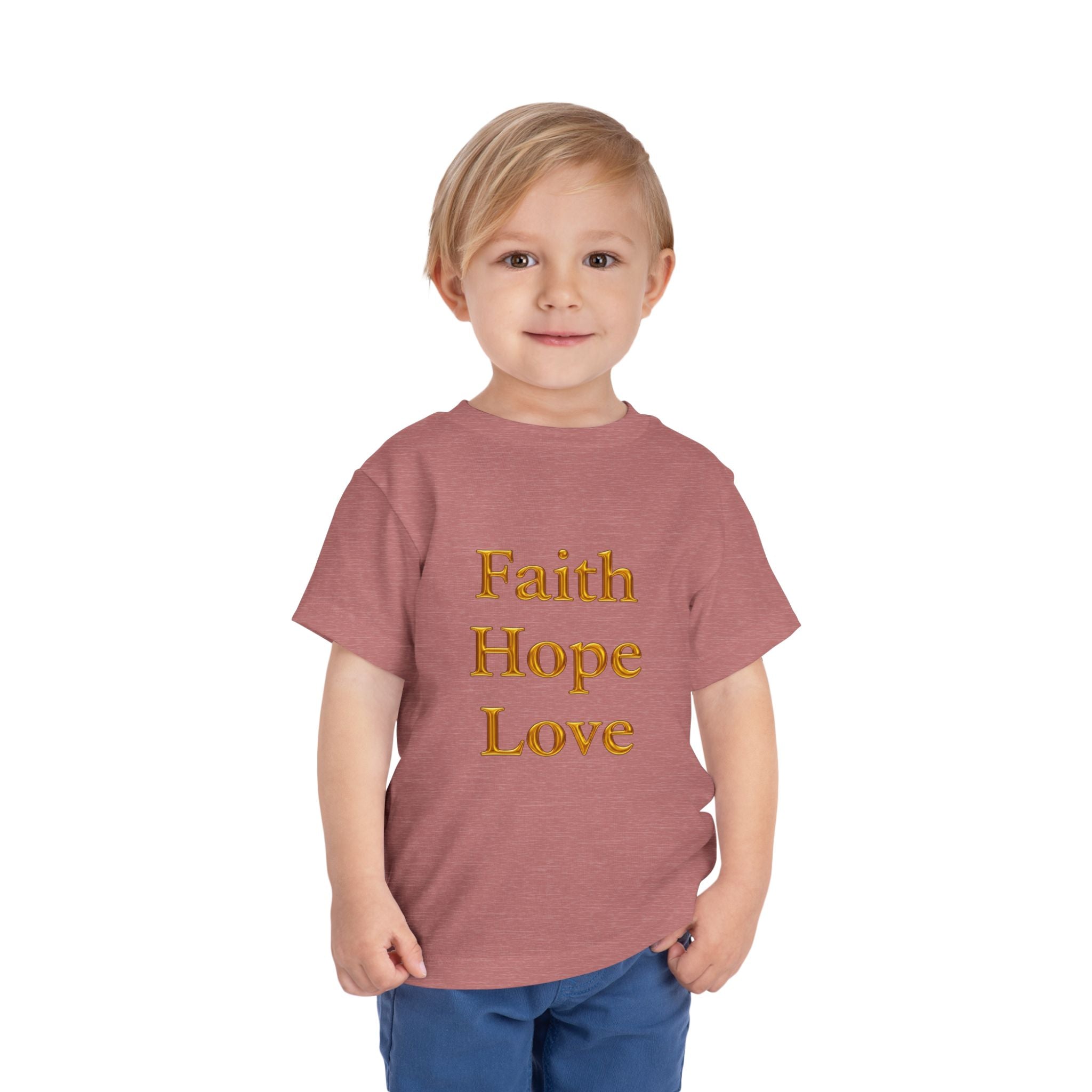 Toddler Tee — Faith Hope Love Gold Text