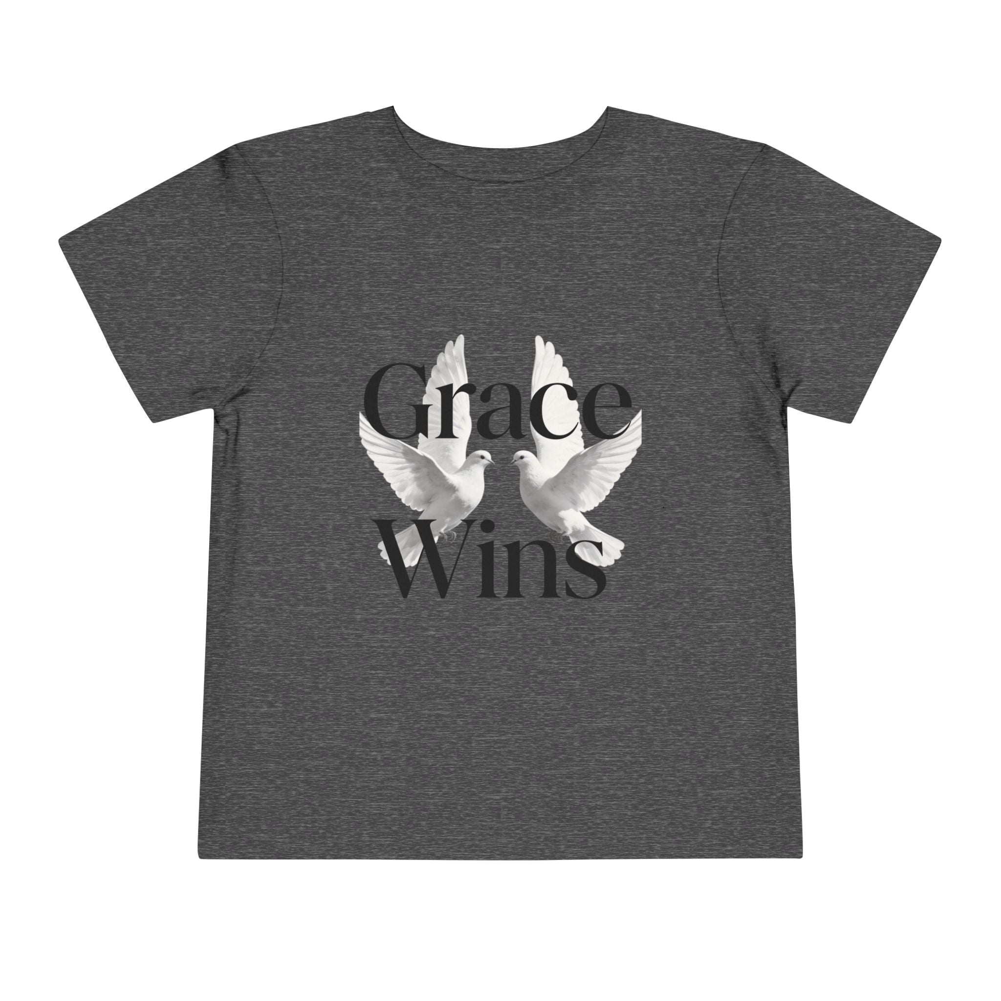Toddler Tee — "Grace Wins" Dove Graphic Christian Short Sleeve Shirt
