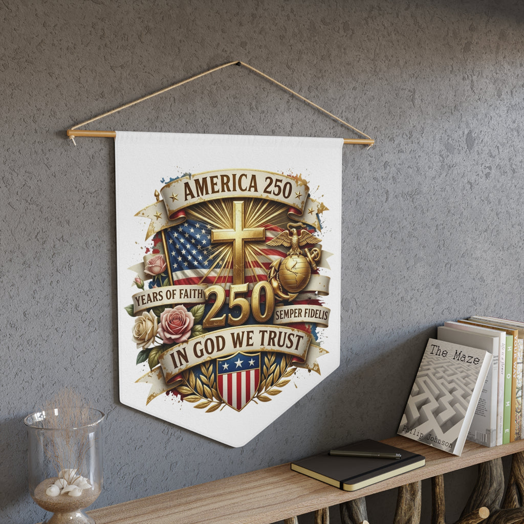 America 250 Semper Fidelis Pennant Banner — In God We Trust Patriotic Wall Flag