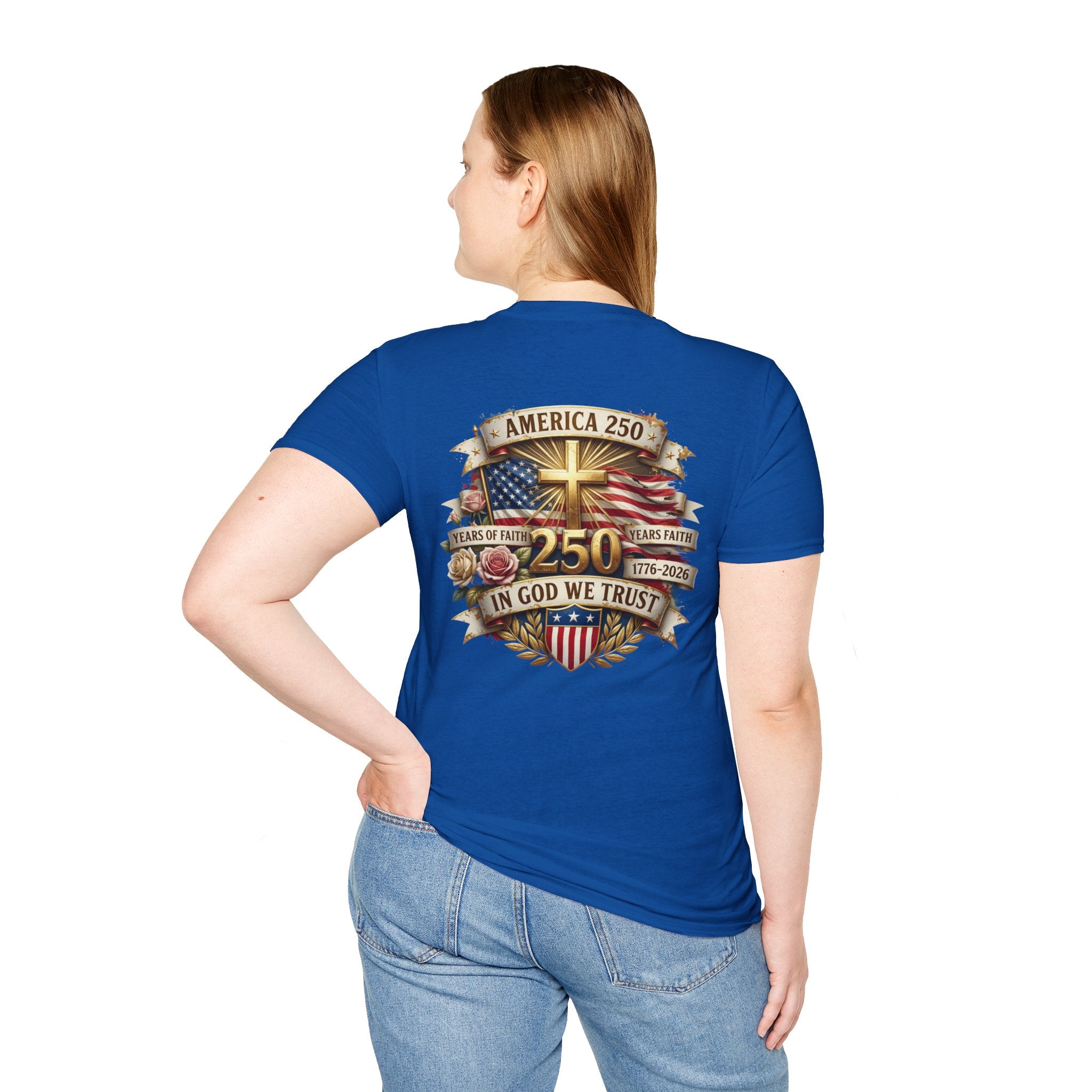 His Life Apparel Christian American 250 T‑Shirt — Three Crosses Faith Graphic