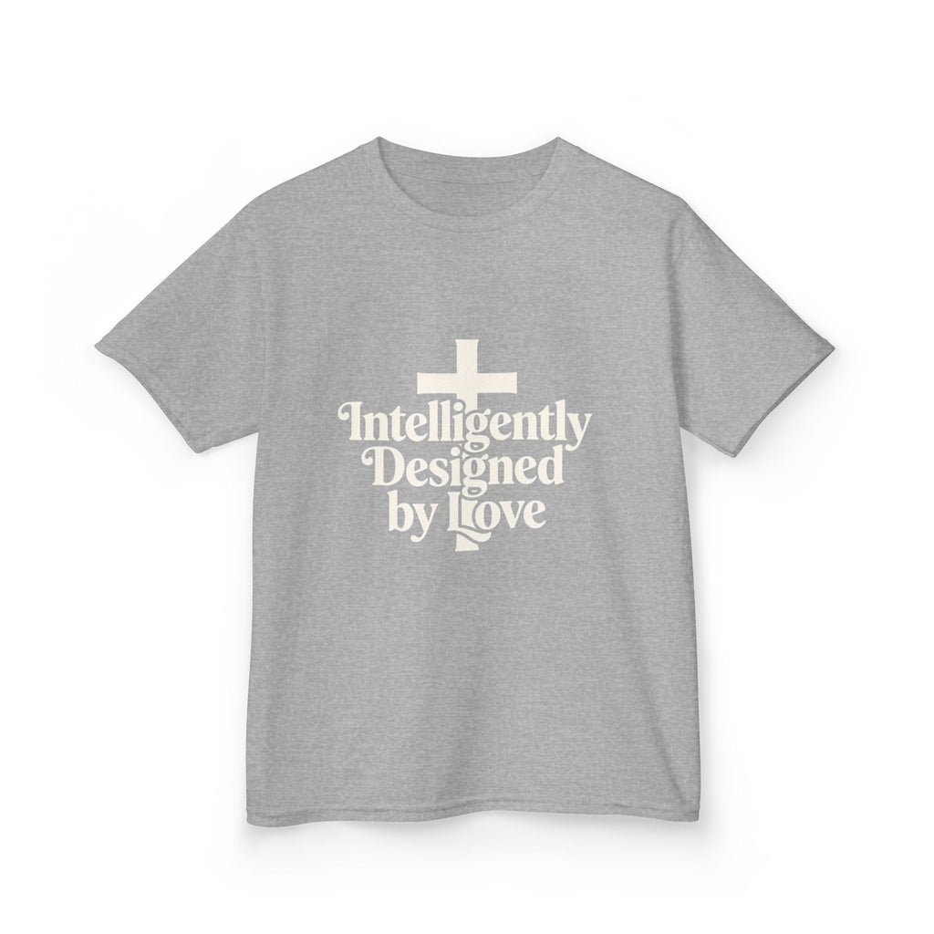 Kids Tee – "Intelligently Designed by Love" Christian Cross Shirt