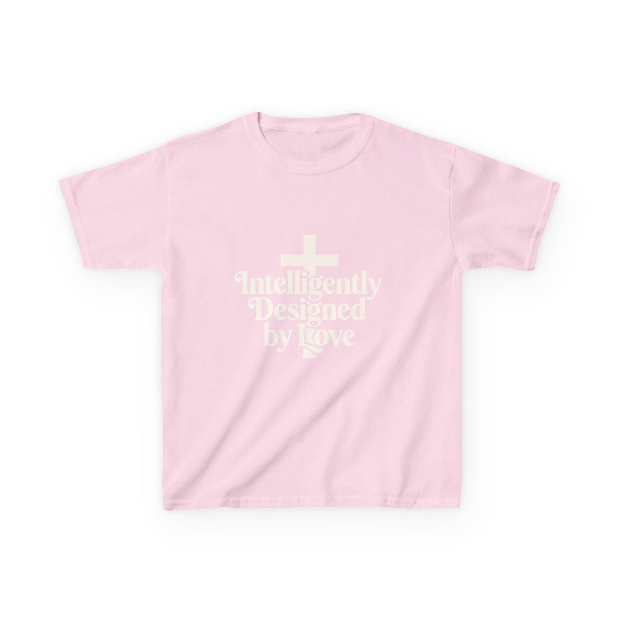 Kids Tee – "Intelligently Designed by Love" Christian Cross Shirt