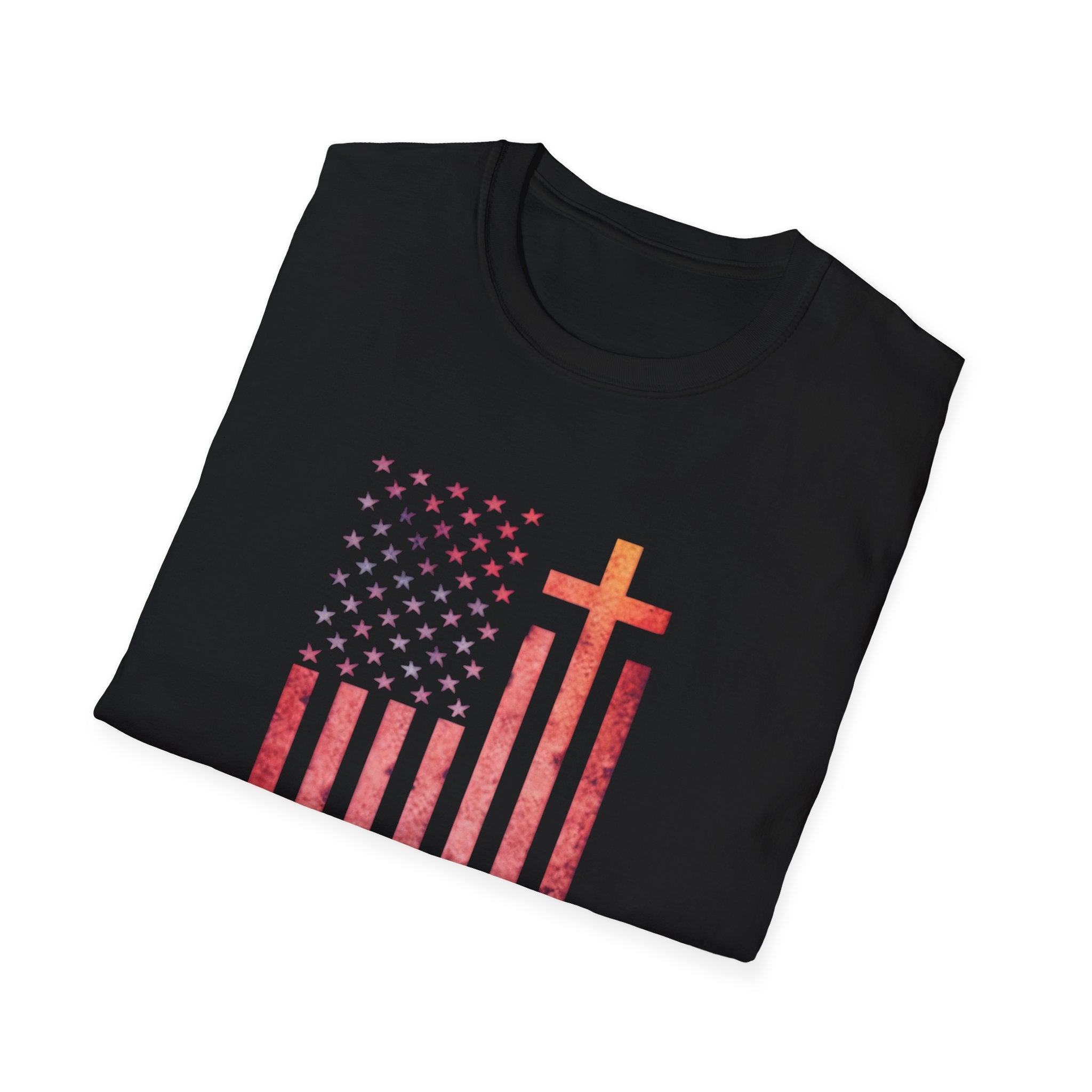 Faith Over Fear American Flag T-Shirt — Christian Cross Patriotic Tee