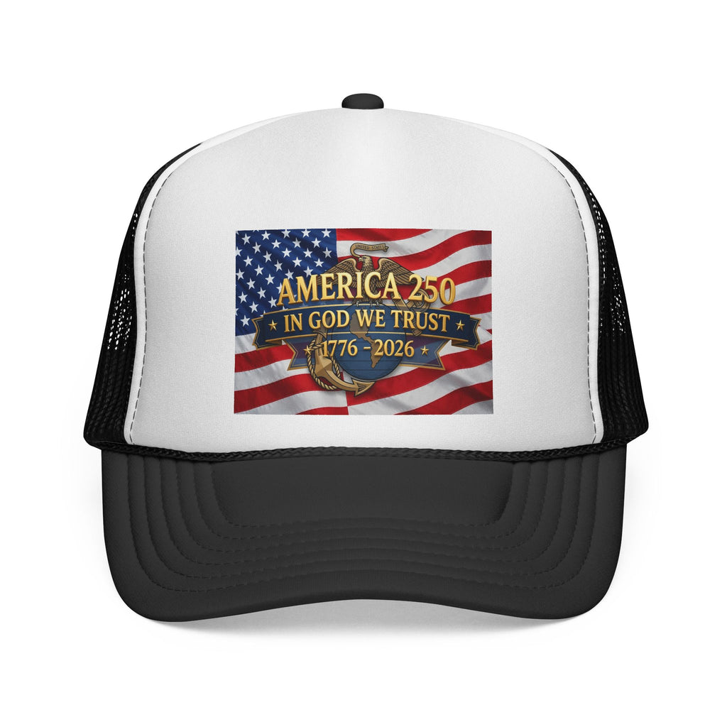 Trucker Cap - "Semper Fidelis America 250 In God We Trust 1776-2026" Vintage Flag Design
