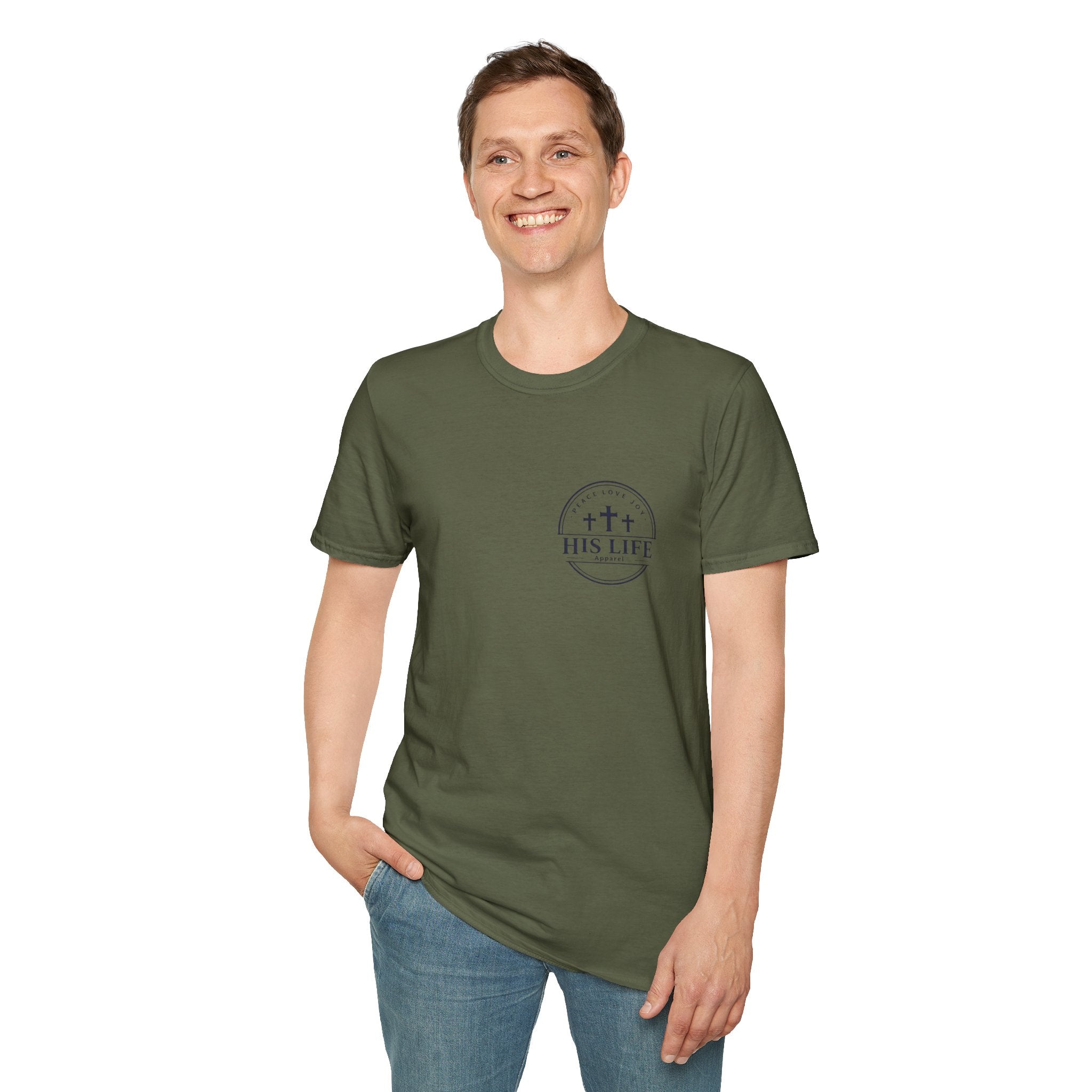 His Life Apparel Christian American 250 T‑Shirt — Three Crosses Faith Graphic