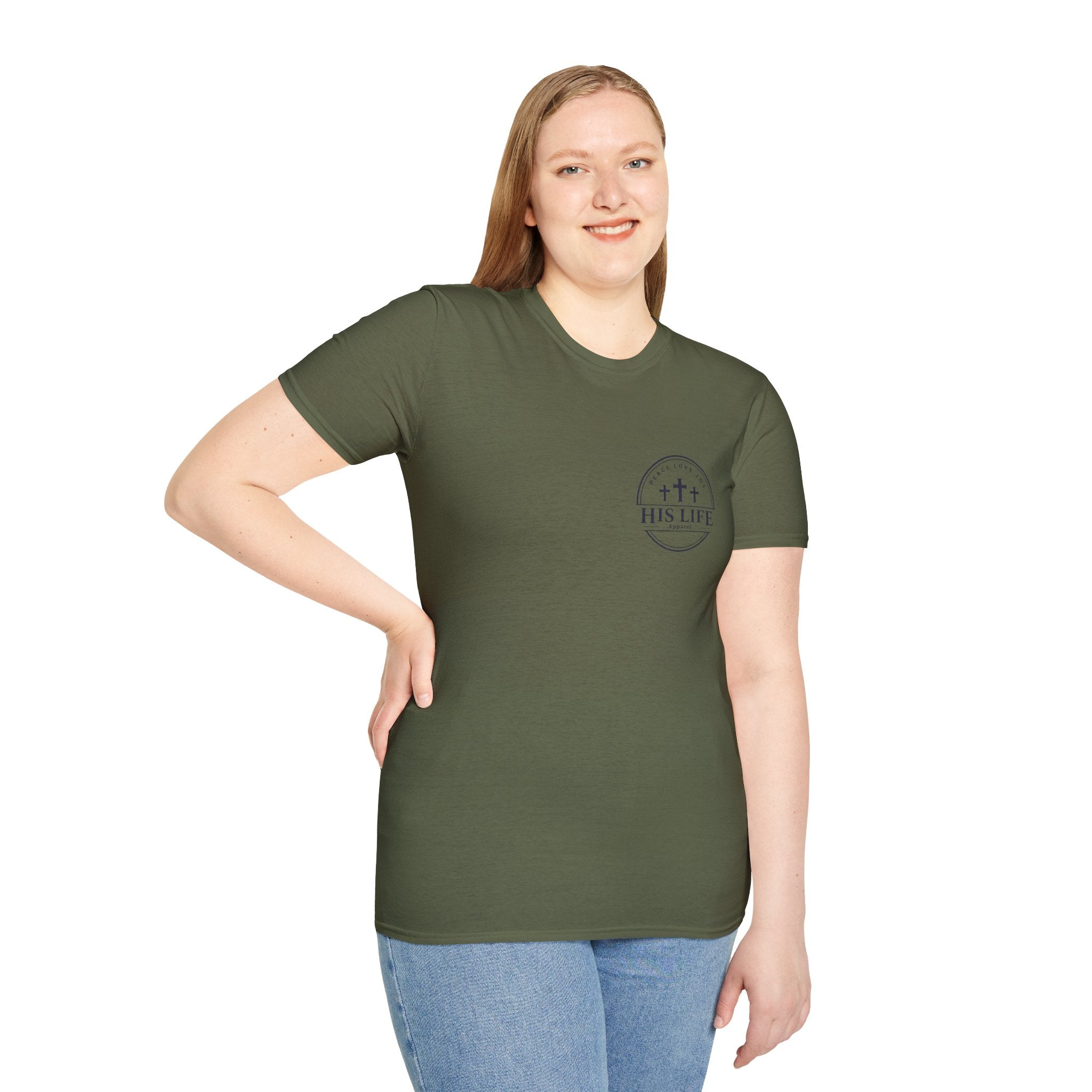His Life Apparel Christian American 250 T‑Shirt — Three Crosses Faith Graphic