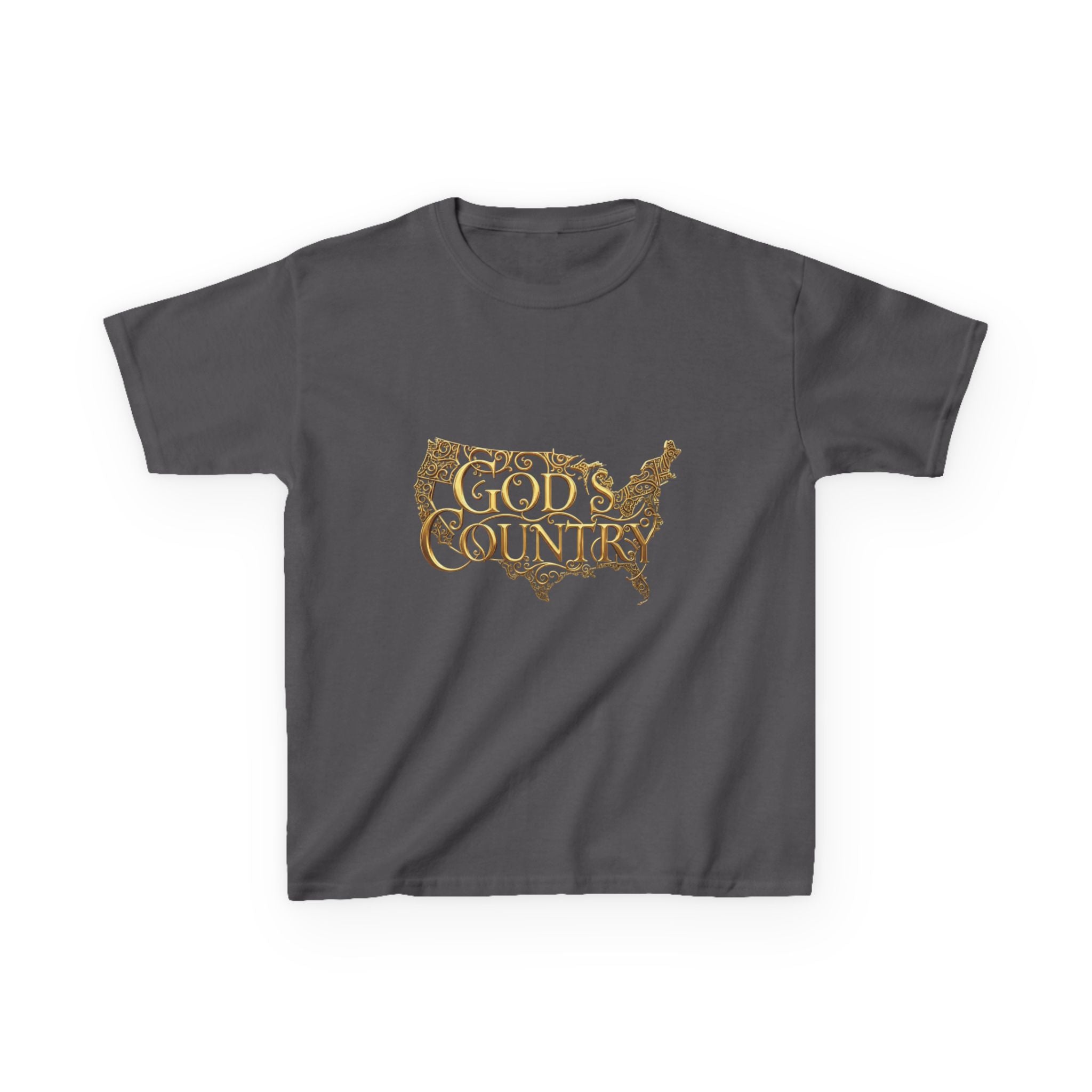 Kids T‑Shirt — "God's Country" USA Map Kids Tee (Patriotic Christian Youth Shirt)
