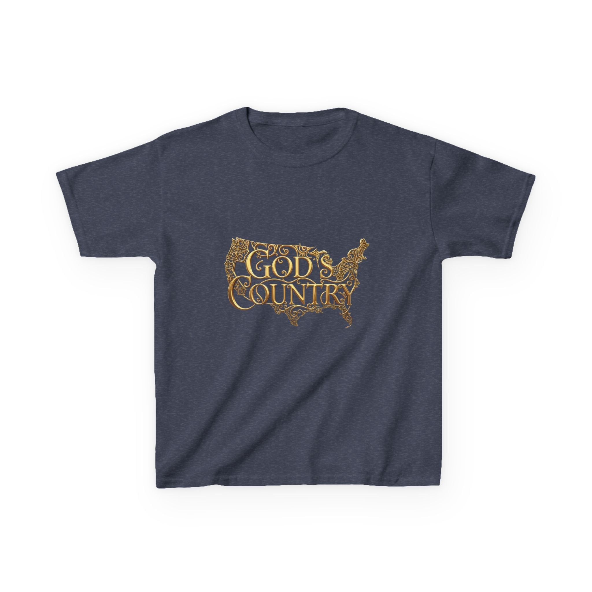 Kids T‑Shirt — "God's Country" USA Map Kids Tee (Patriotic Christian Youth Shirt)