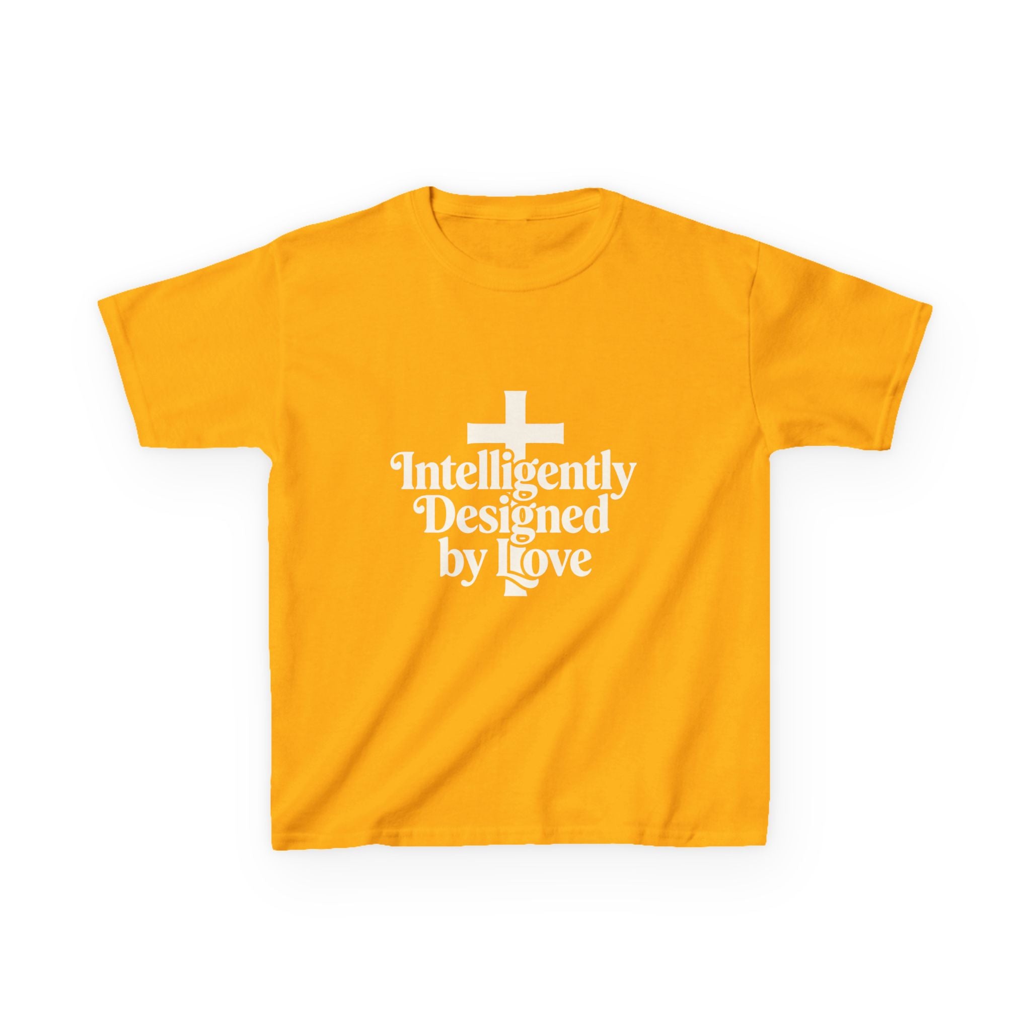 Kids Tee – "Intelligently Designed by Love" Christian Cross Shirt