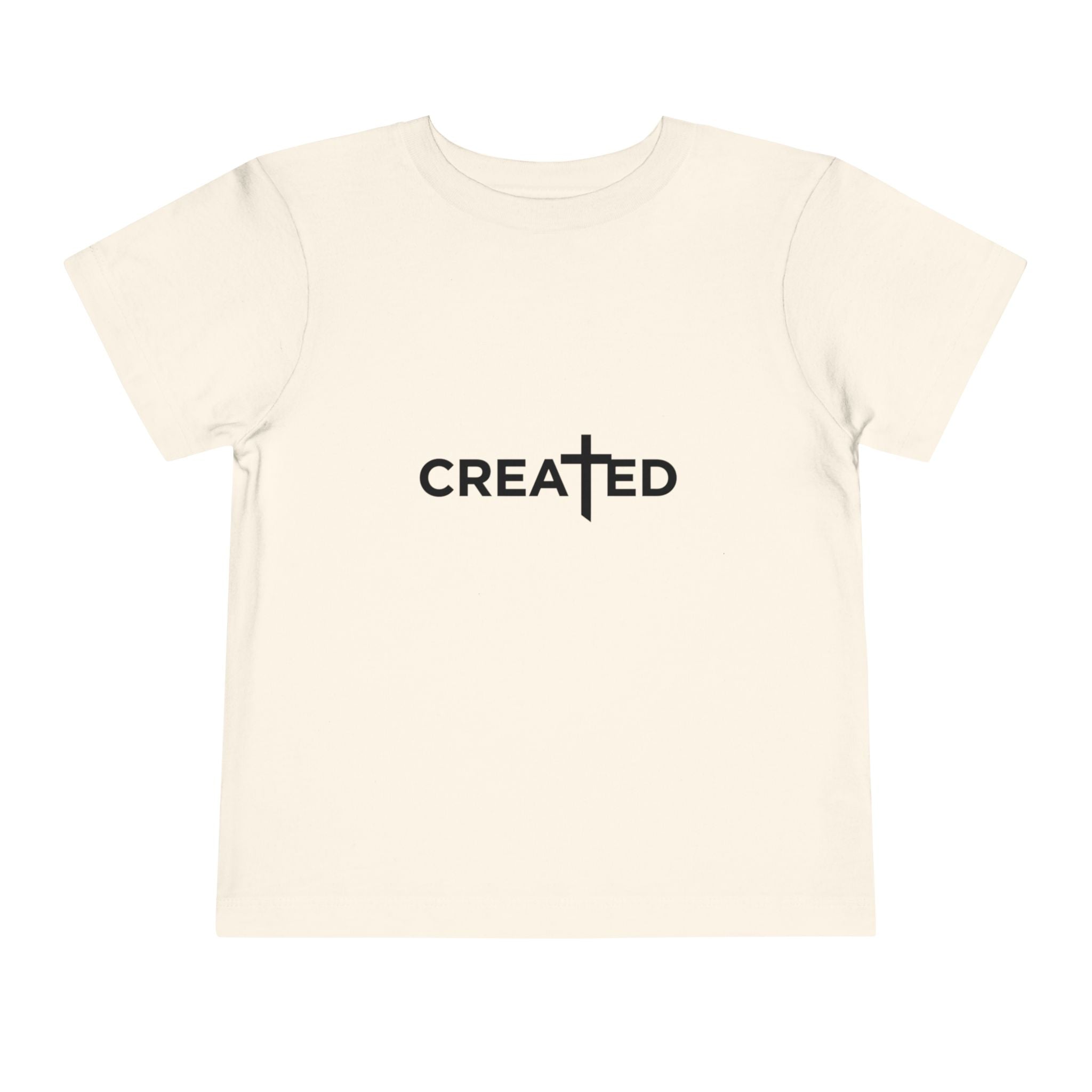 Toddler Tee — "Created" Cross Logo Christian Baby Shirt