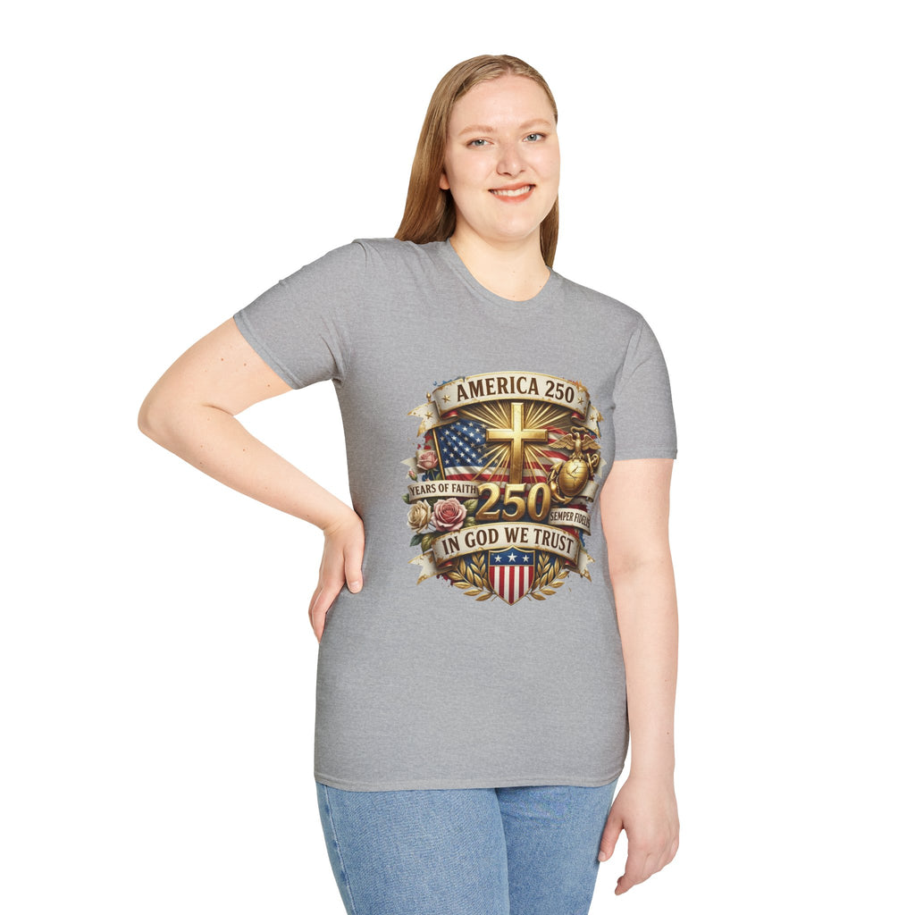 America 250 Christian T-Shirt — "In God We Trust" Patriotic Faith Tee