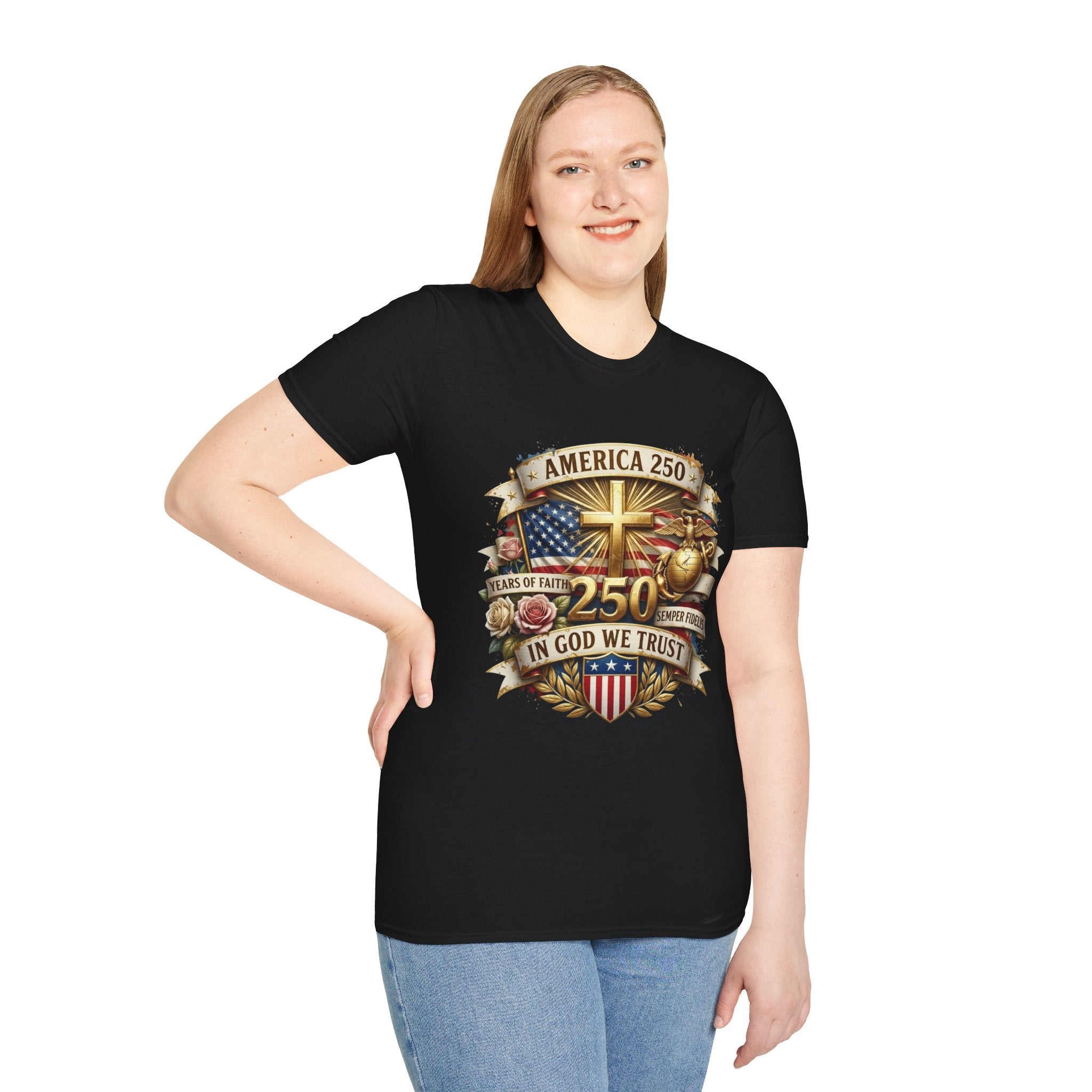 America 250 Christian T-Shirt — "In God We Trust" Patriotic Faith Tee
