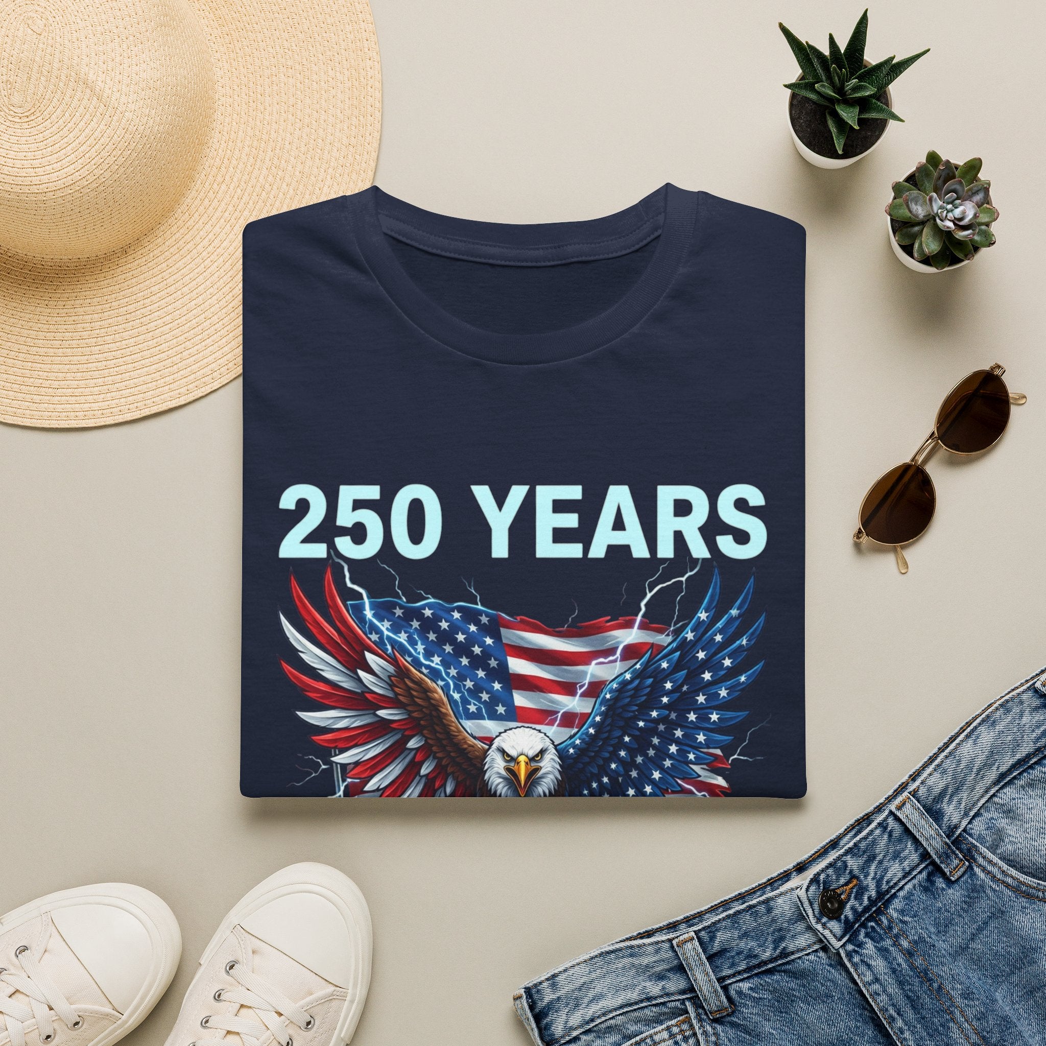 250 Years 1776–2026 Eagle & American Flag T-Shirt — Patriotic 250th Anniversary Tee