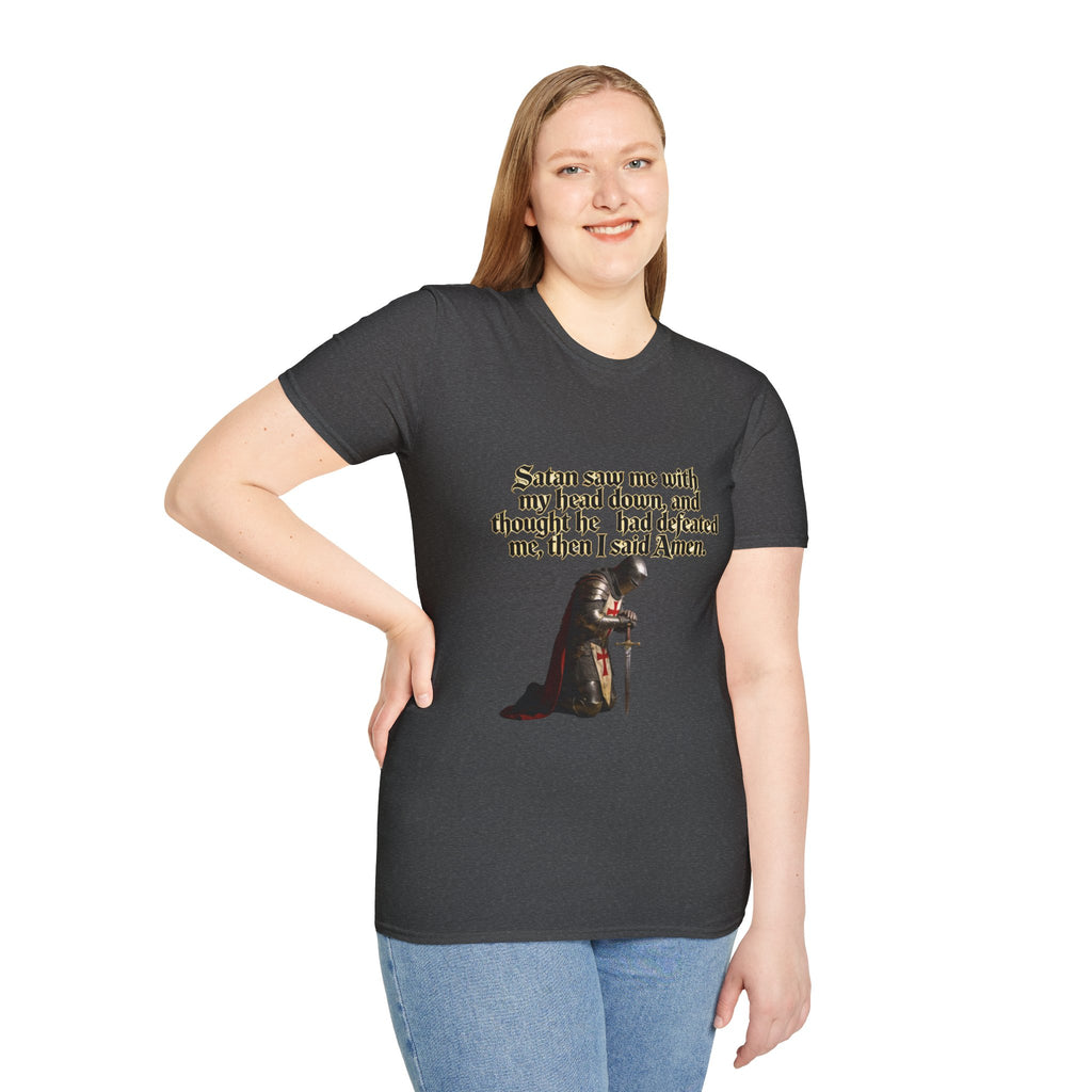 Christian Prayer T‑Shirt — "Satan Saw Me…Then I Said Amen" Faith Tee
