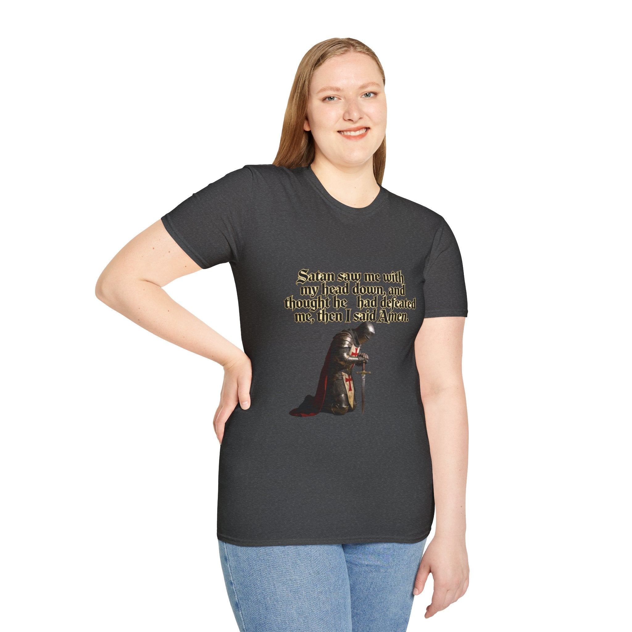 Christian Prayer T‑Shirt — "Satan Saw Me…Then I Said Amen" Faith Tee