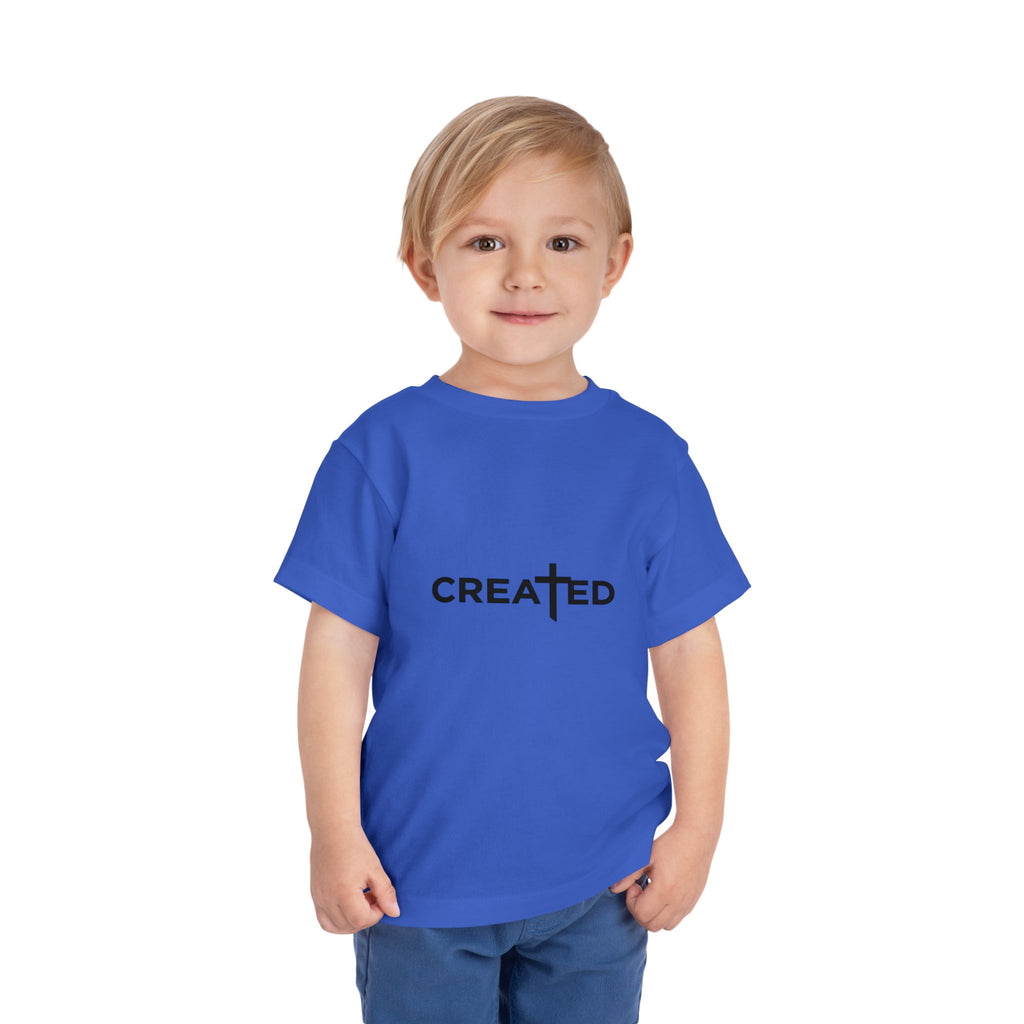 Toddler Tee — "Created" Cross Logo Christian Baby Shirt