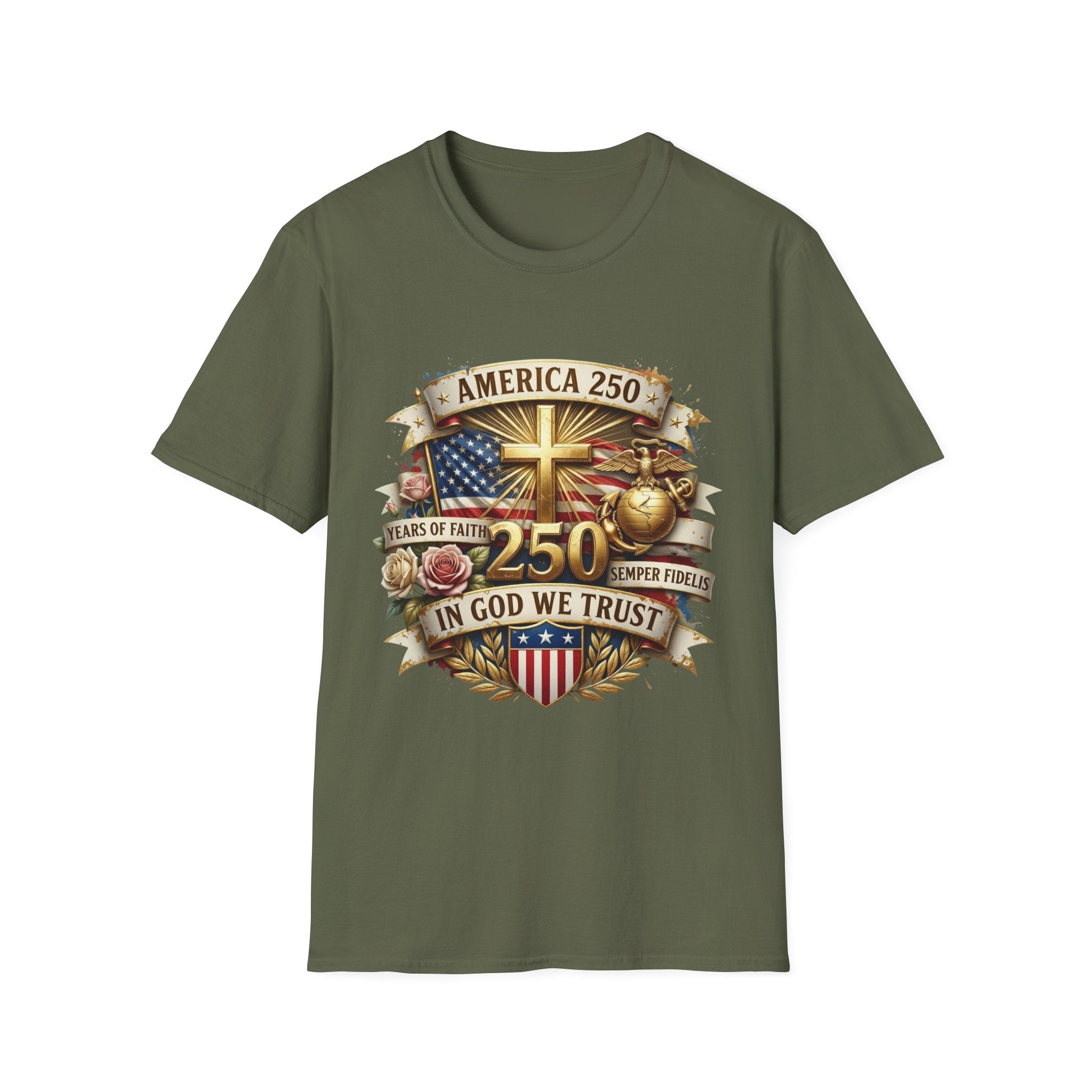 America 250 Christian T-Shirt — "In God We Trust" Patriotic Faith Tee