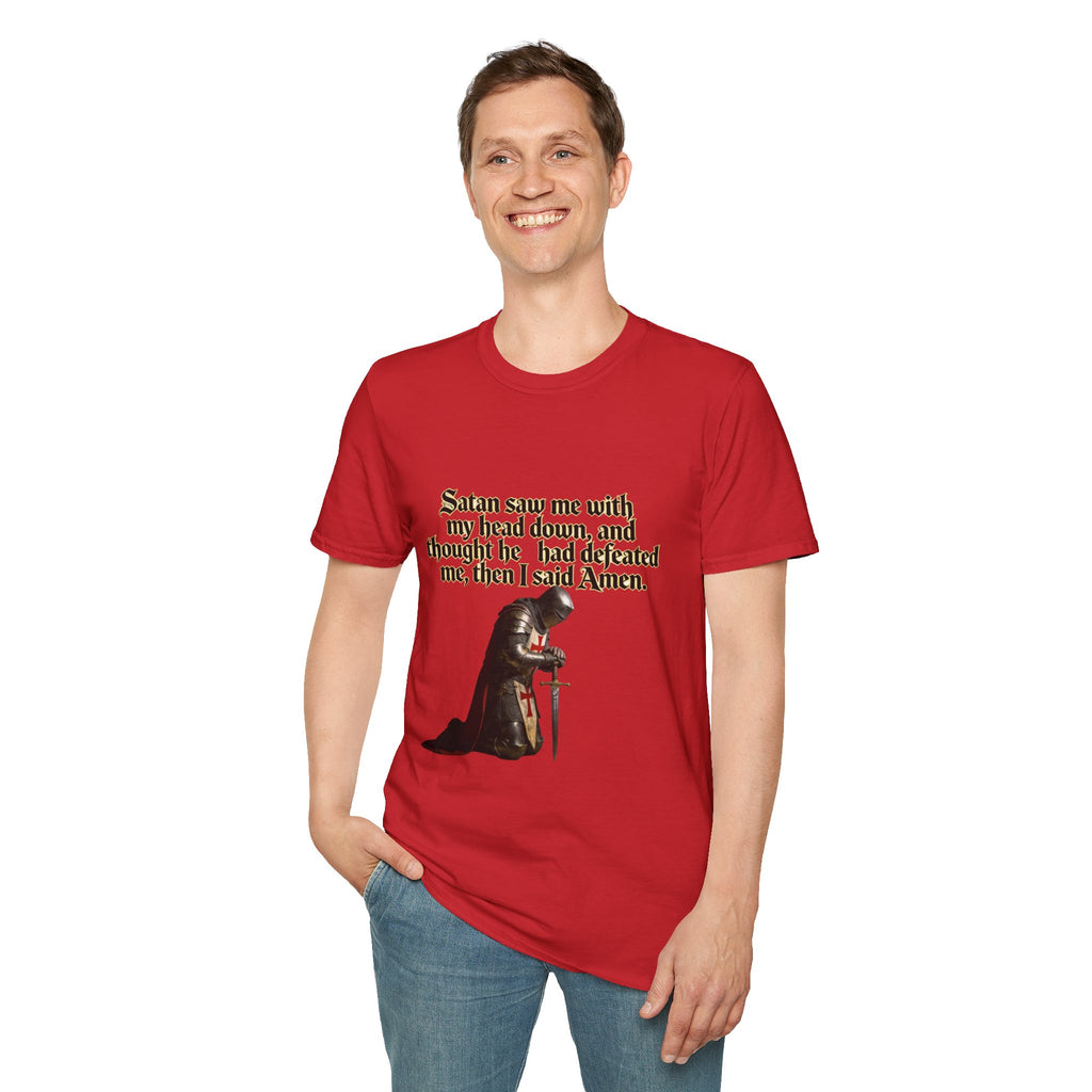Christian Prayer T‑Shirt — "Satan Saw Me…Then I Said Amen" Faith Tee