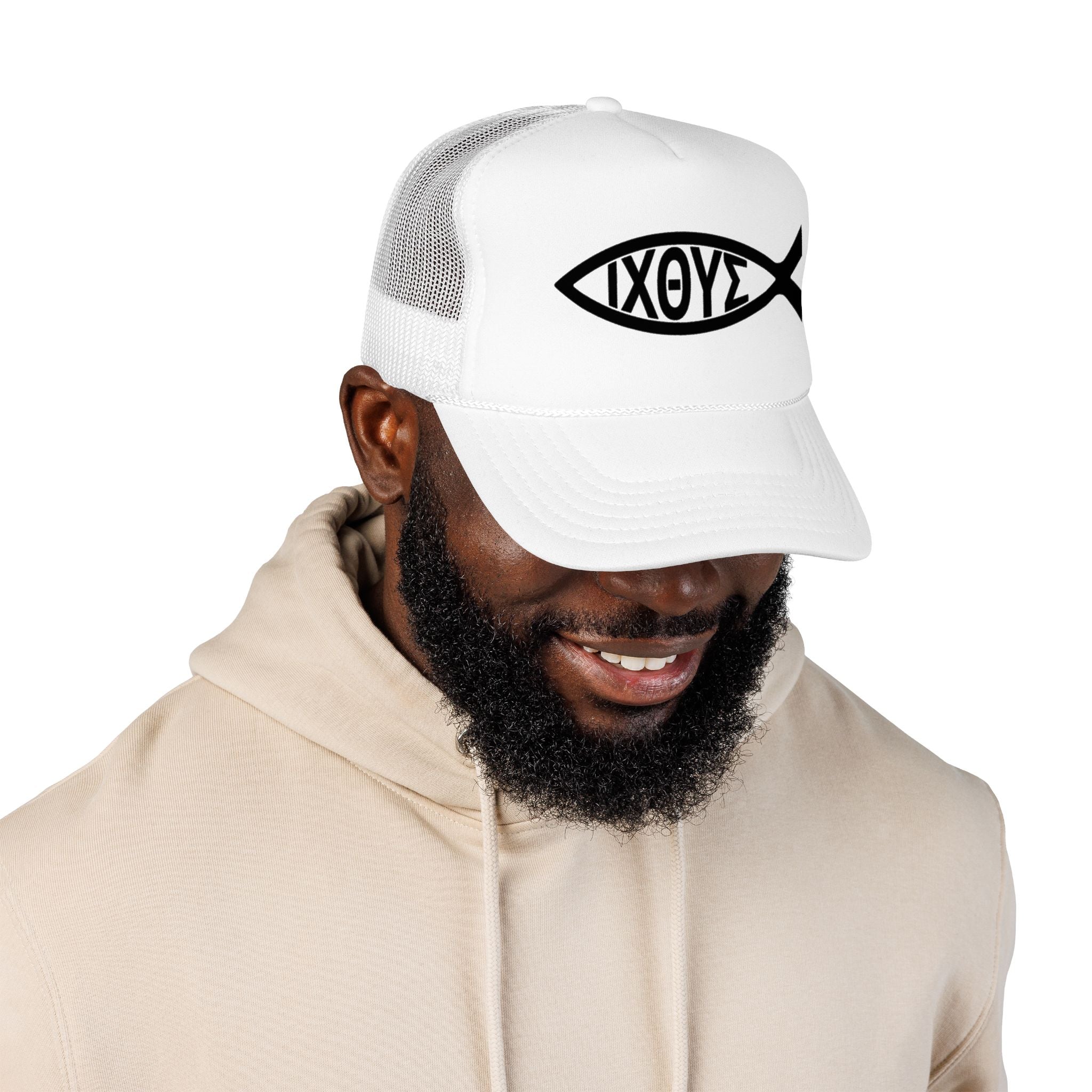 Christian Fish Trucker Hat with ΙΧΘΥΣ Ichthys Design