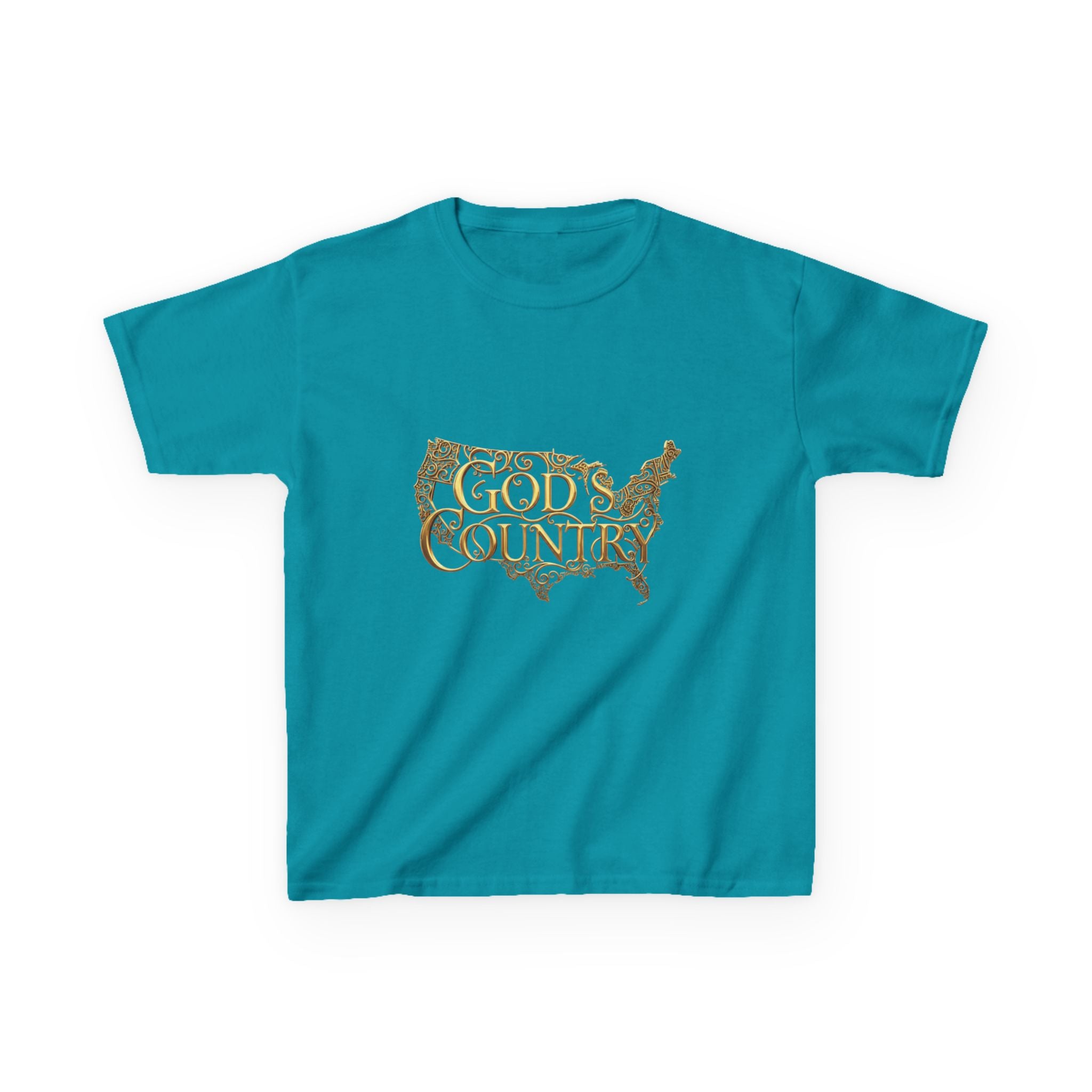 Kids T‑Shirt — "God's Country" USA Map Kids Tee (Patriotic Christian Youth Shirt)