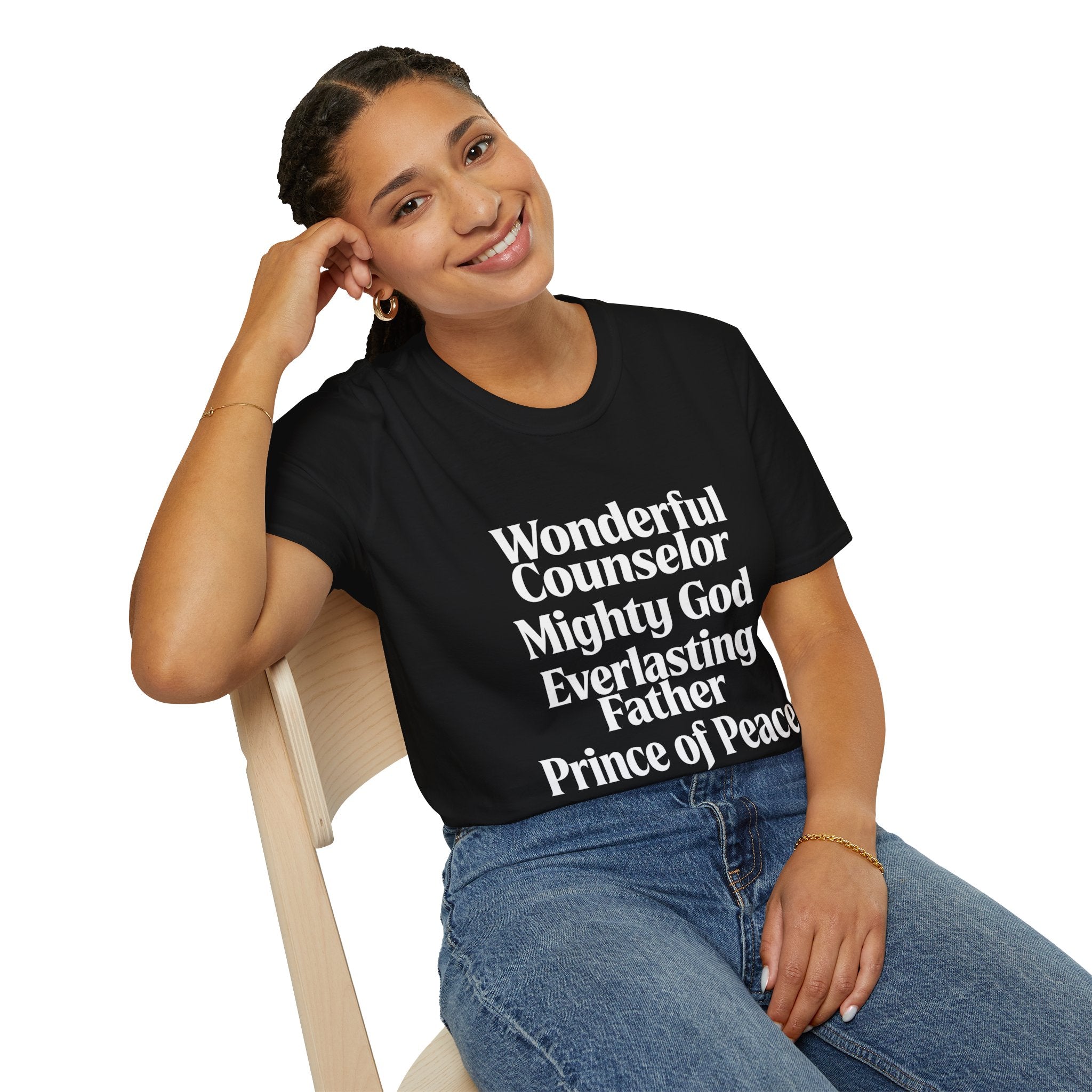 Names of Jesus from Isaiah T-Shirt — Plain Softstyle Crew Tee